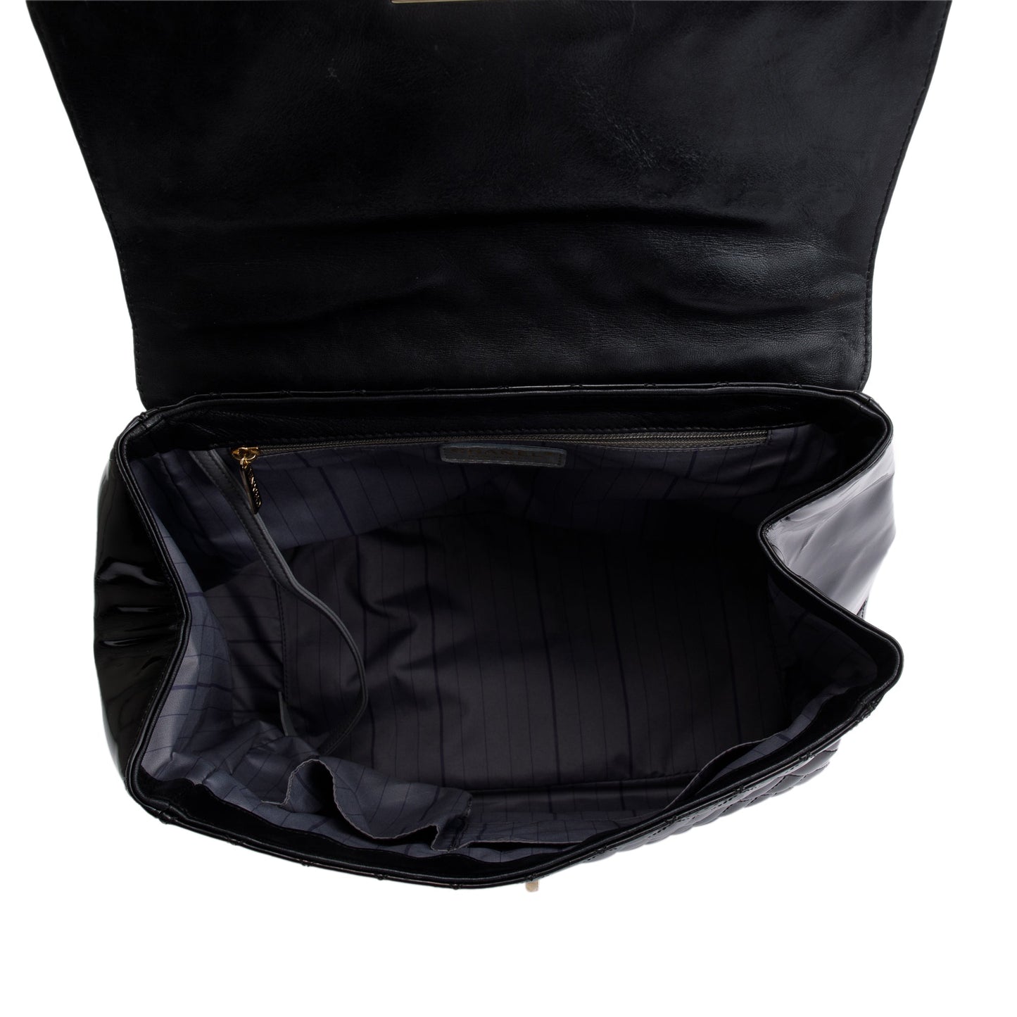Chanel Black Patent Leather Mademoiselle Kelly Flap Bag