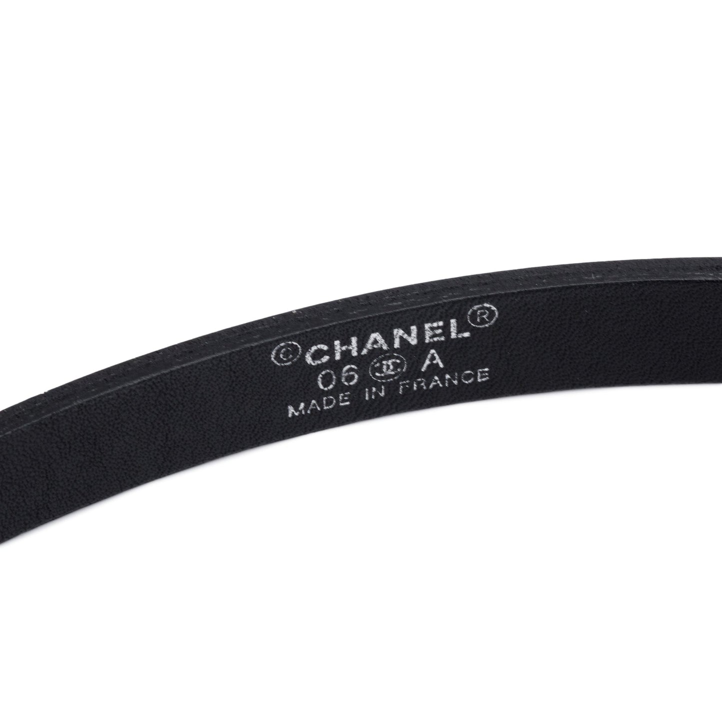 Chanel Black Patent Leather Strass Buckle Skinny Belt 75 30