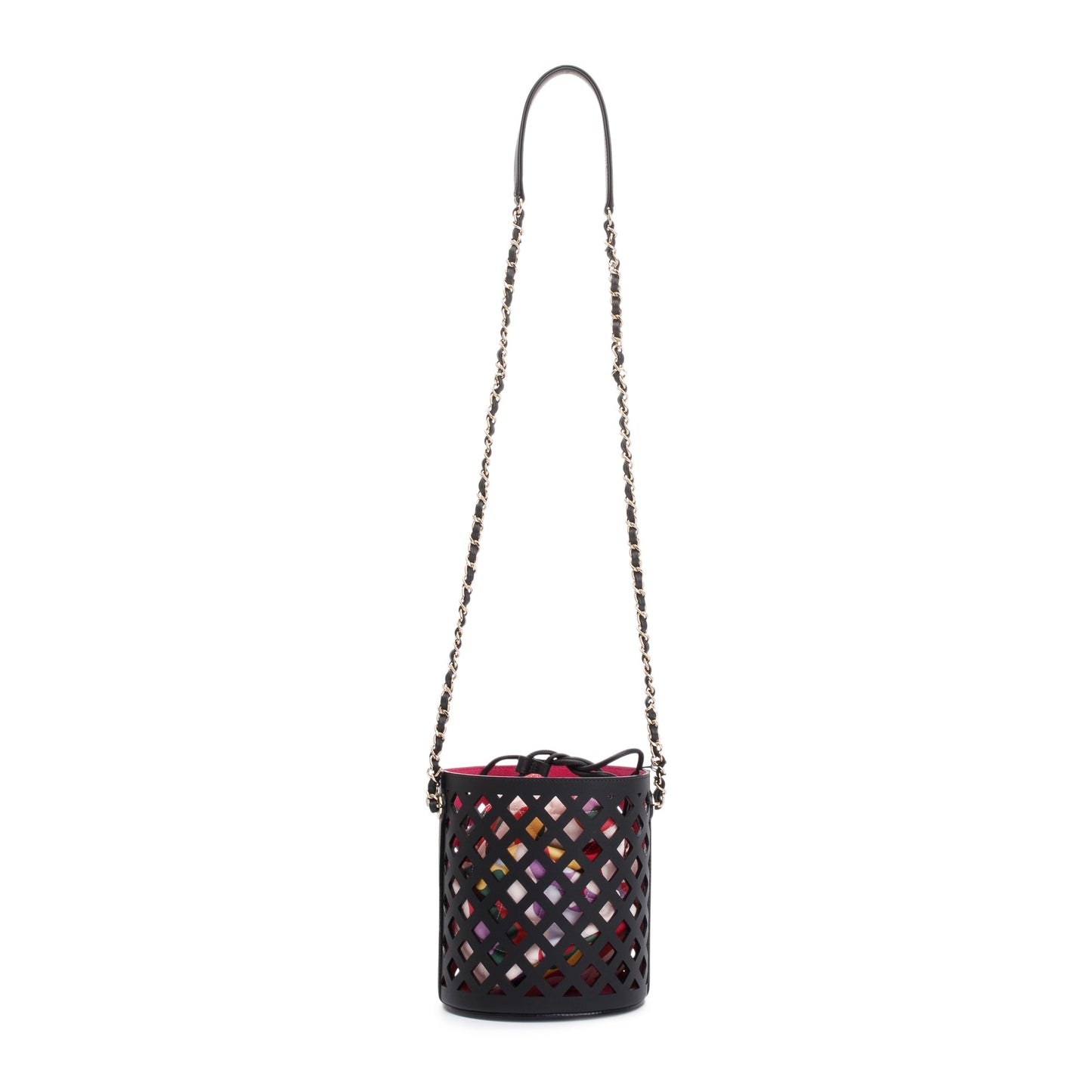 Chanel Black Perforated Calfskin See Through Bucket Bag
