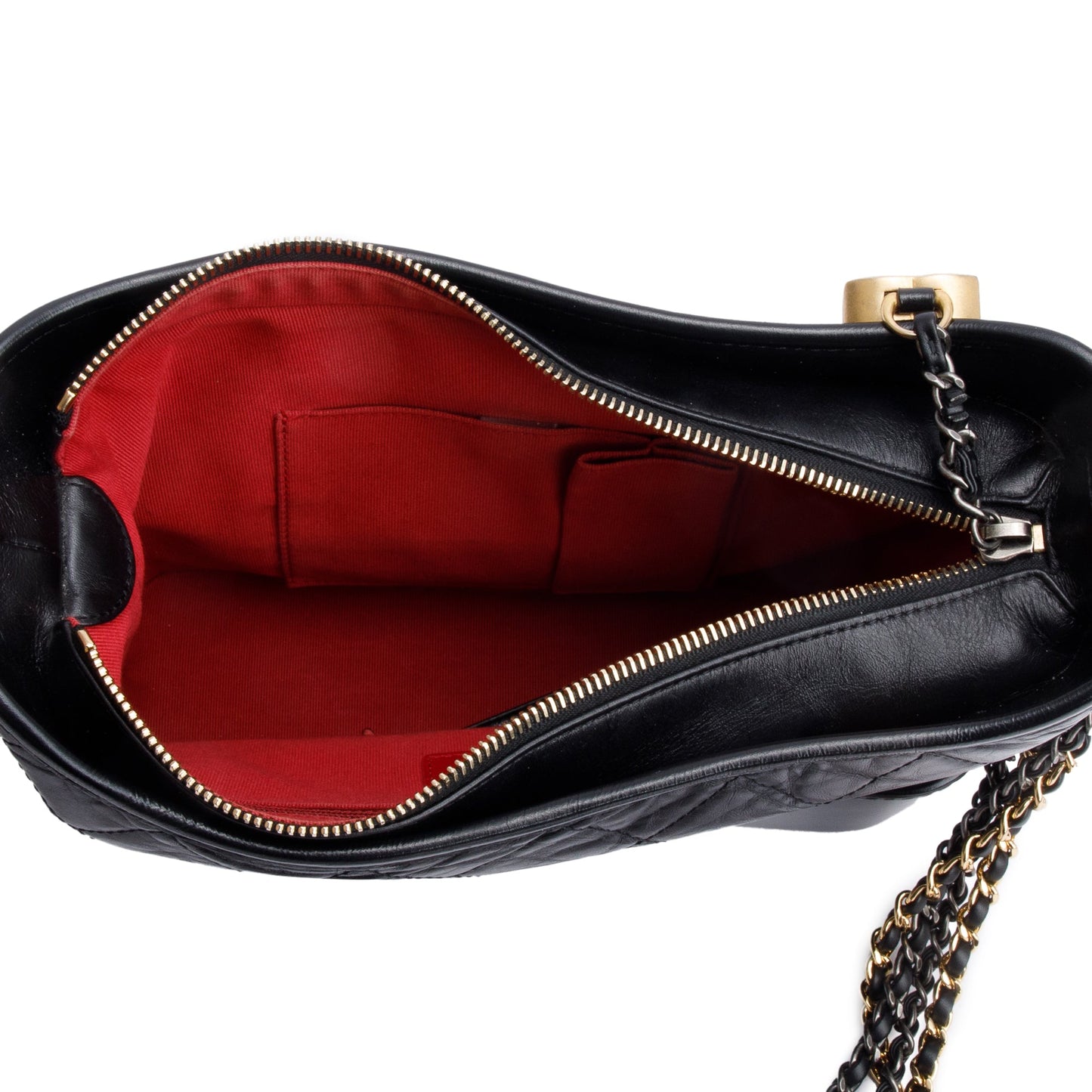 Chanel Black Quilted Aged Calfskin Leather Small Gabrielle Hobo