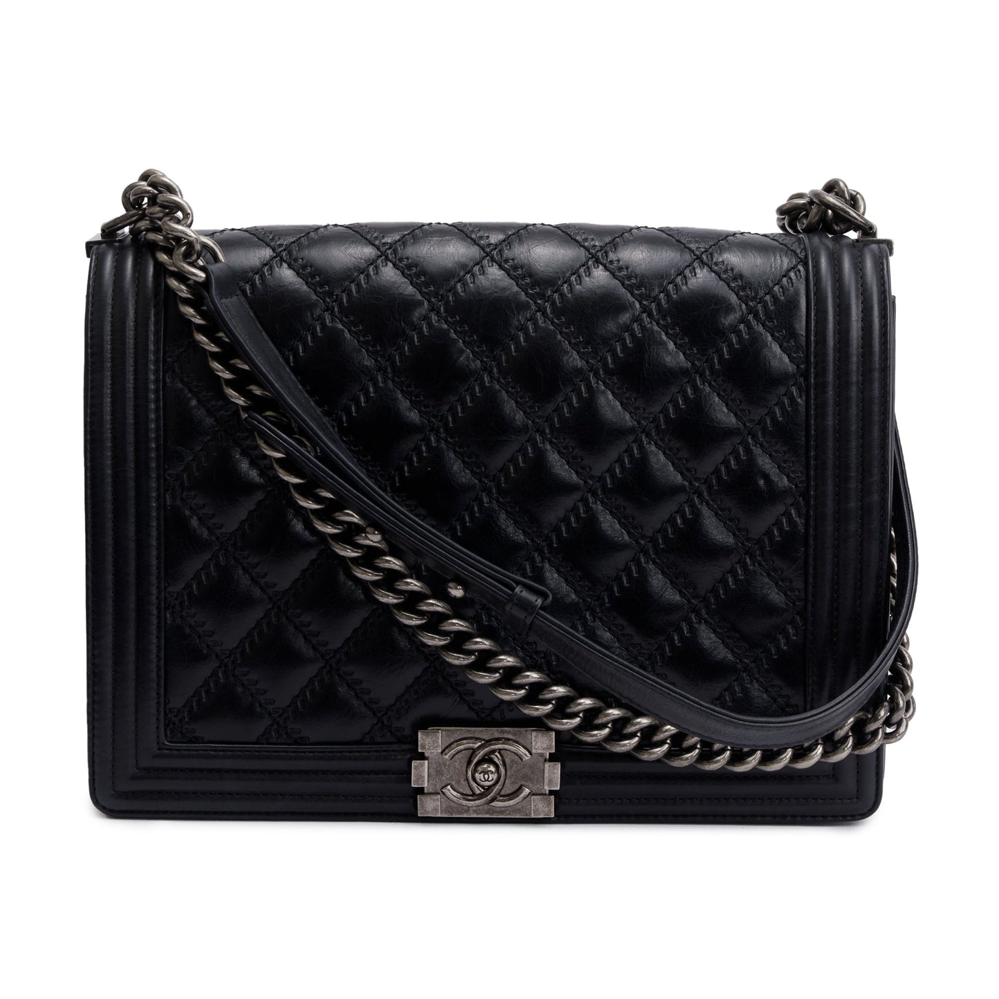 Chanel Black Quilted Aged Calfskin XL Boy Bag