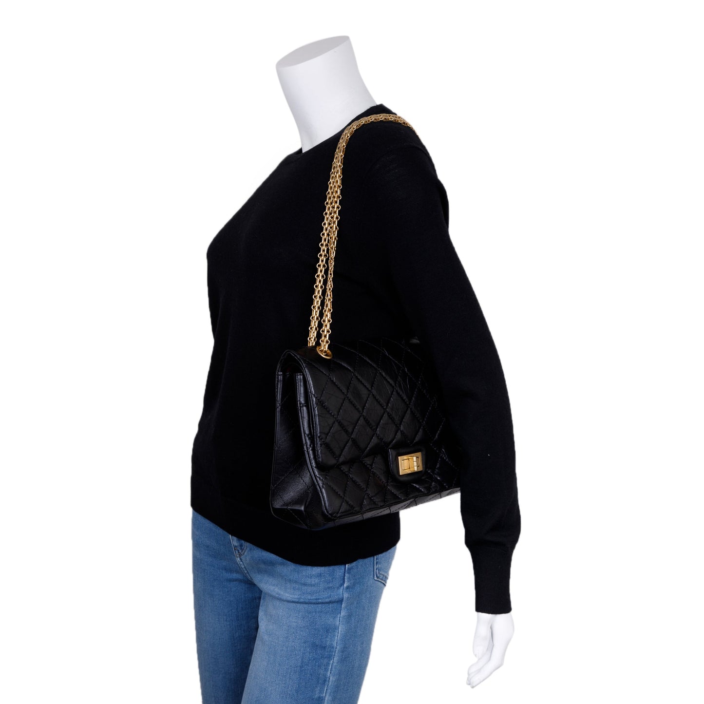 Chanel Black Quilted Calfskin Leather 2.55 Reissue 227 Double Flap Bag