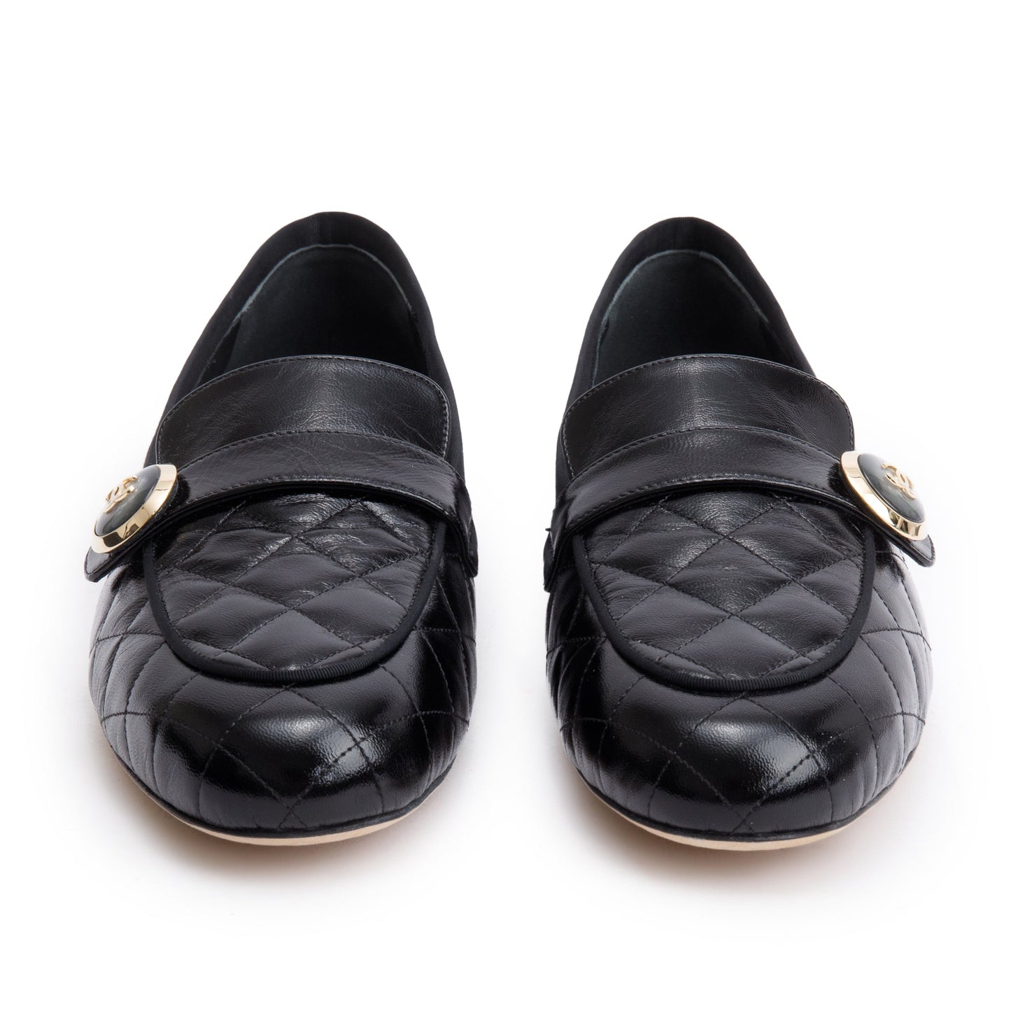 Chanel Black Quilted Calfskin Leather CC Logo Loafer, Size 40