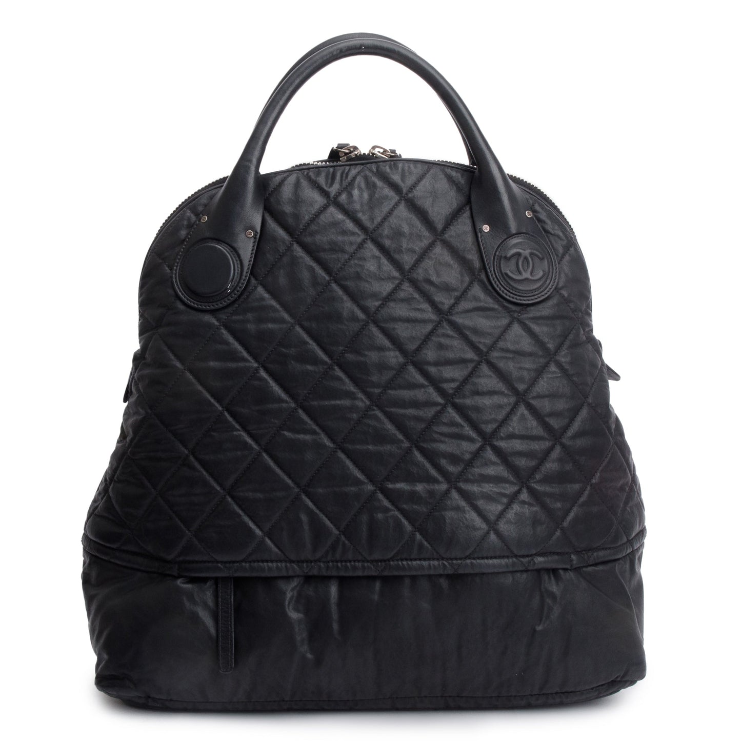 Chanel Black Quilted Calfskin Leather Expandable Travel Bag