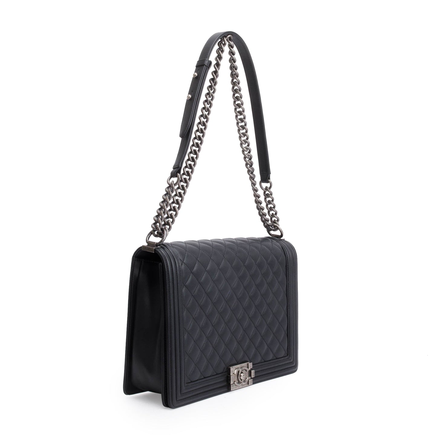 Chanel Black Quilted Calfskin Leather XL Boy Bag