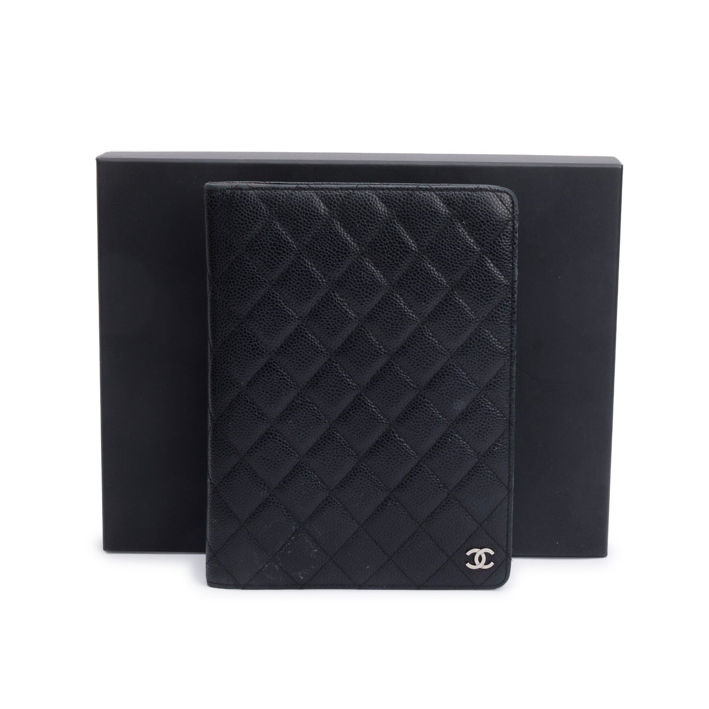 Chanel Black Quilted Caviar Leather CC Notebook Cover