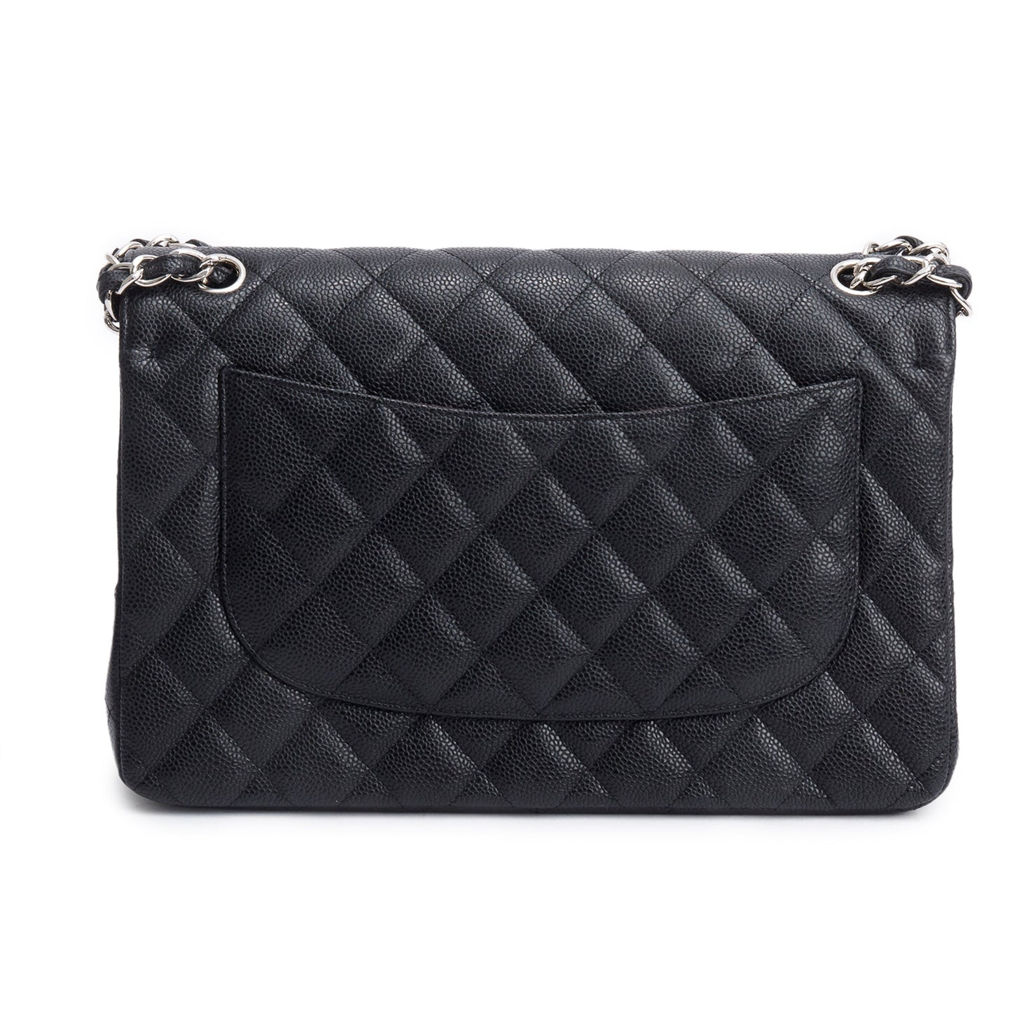 Chanel Black Quilted Caviar Leather Classic Jumbo Double Flap Bag