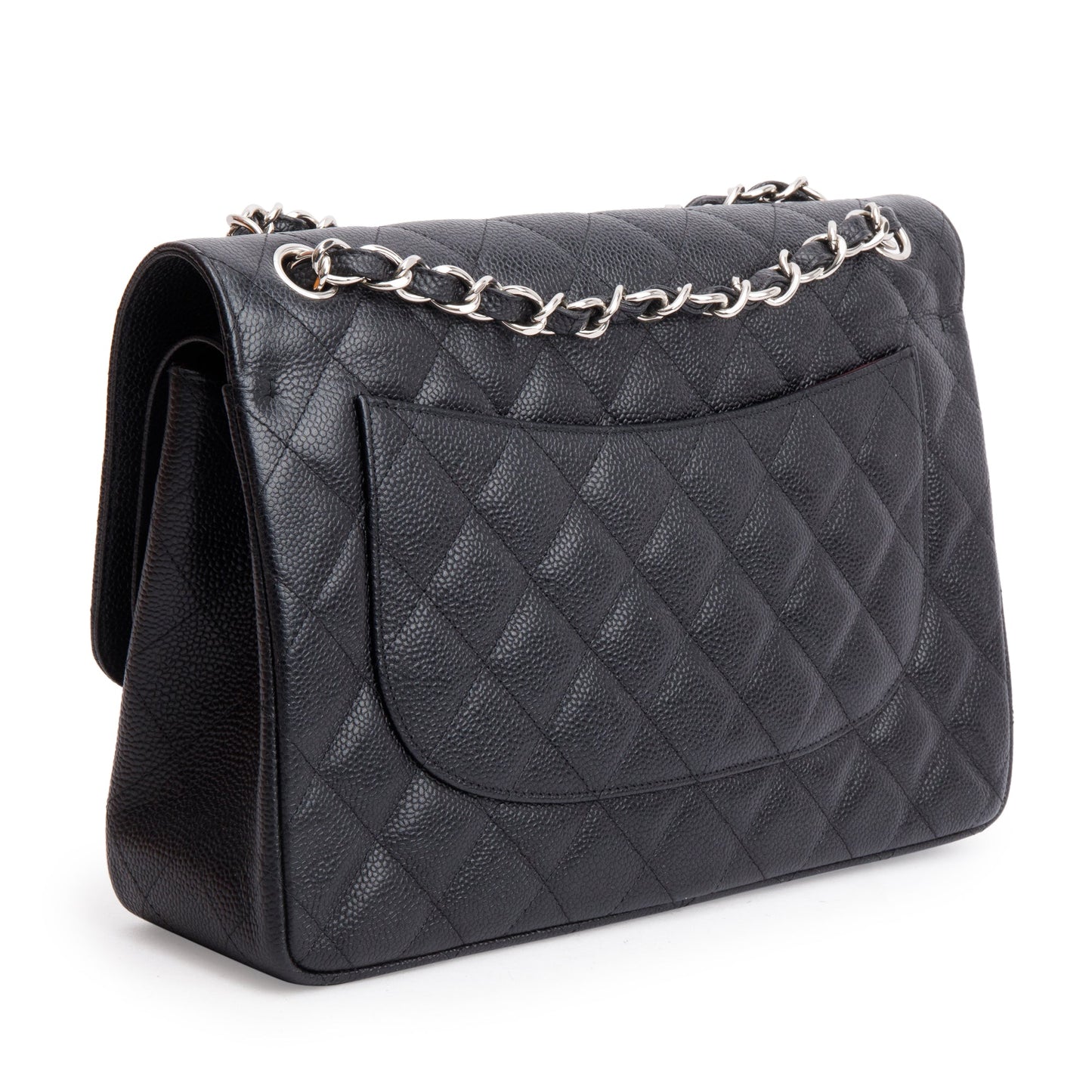 Chanel Black Quilted Caviar Leather Classic Jumbo Double Flap Bag