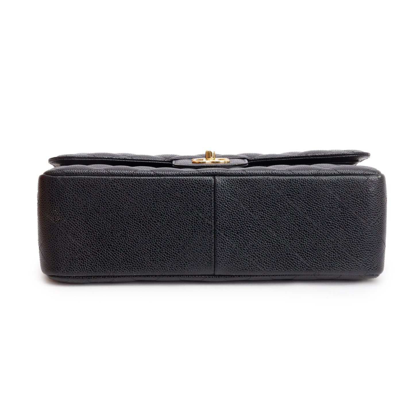 Chanel Black Quilted Caviar Leather Classic Jumbo Double Flap Bag
