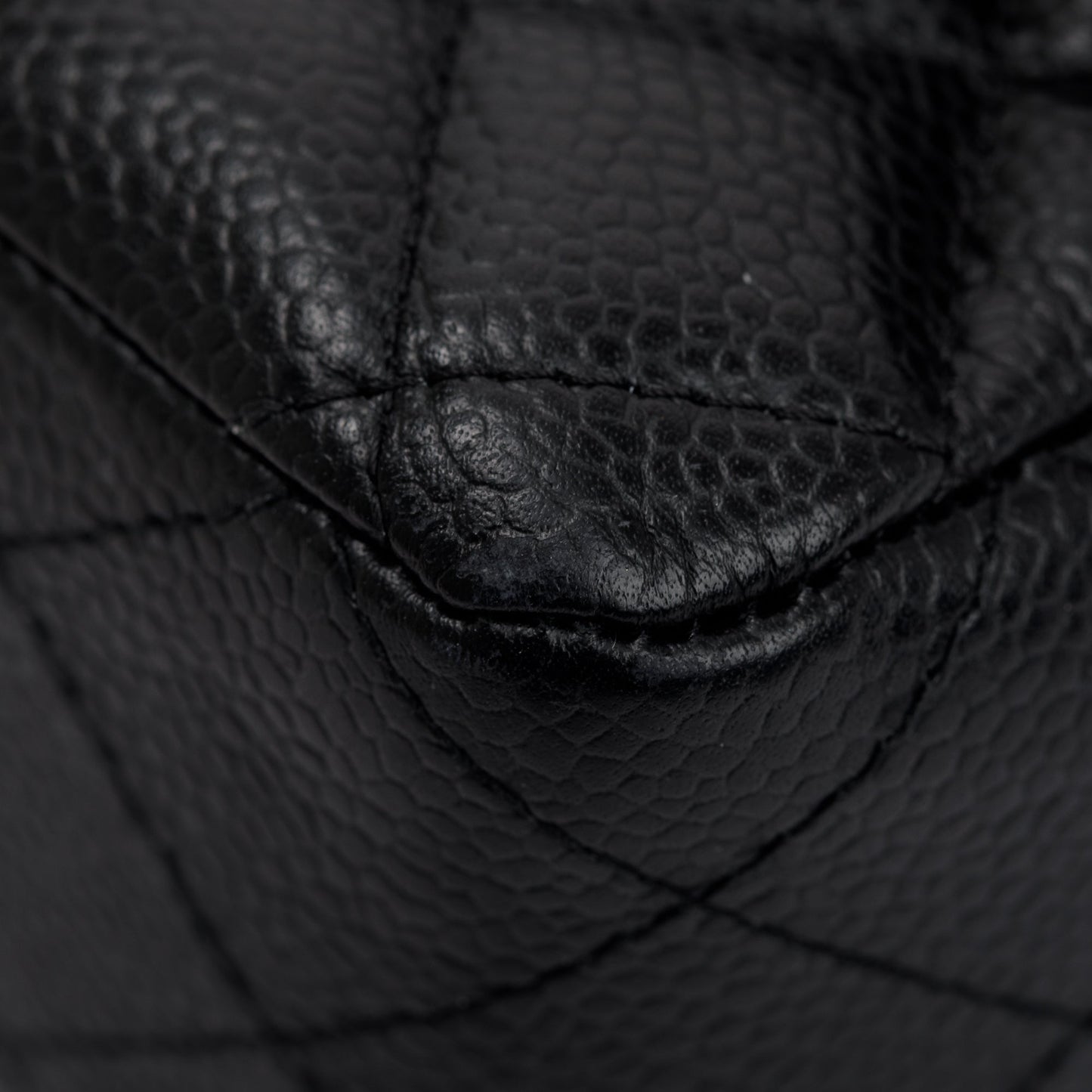 Chanel Black Quilted Caviar Leather Classic Medium Double Flap Bag