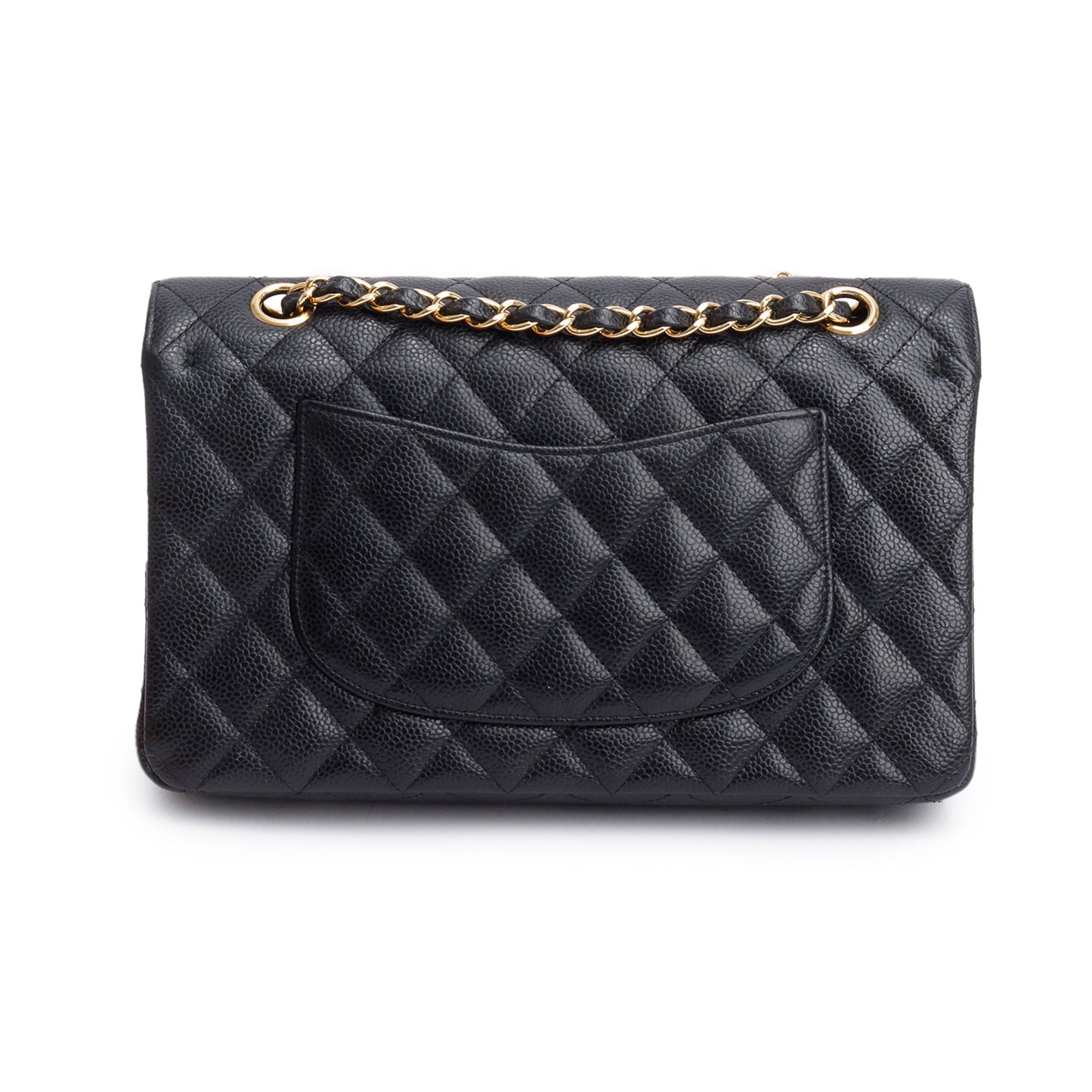 Chanel Black Quilted Caviar Leather Classic Medium Double Flap Bag