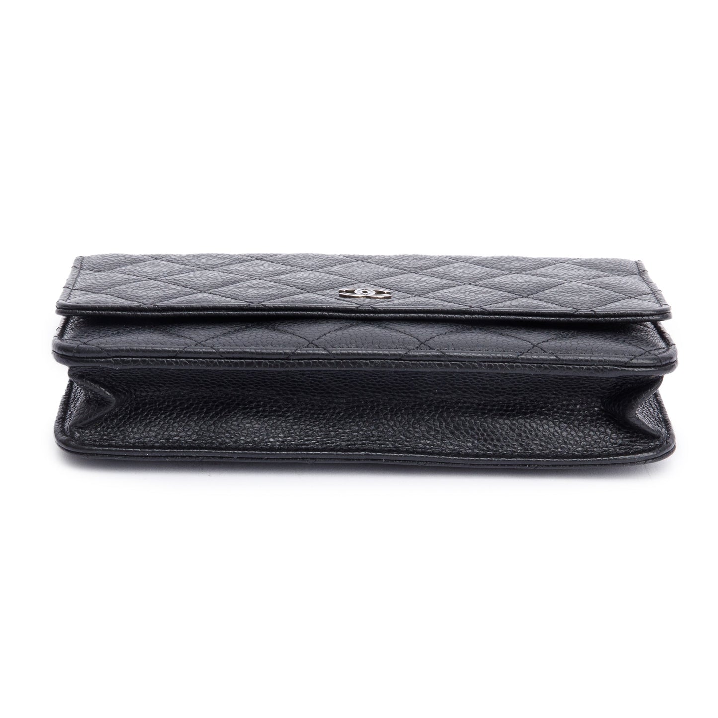 Chanel Black Quilted Caviar Leather Classic Wallet on Chain