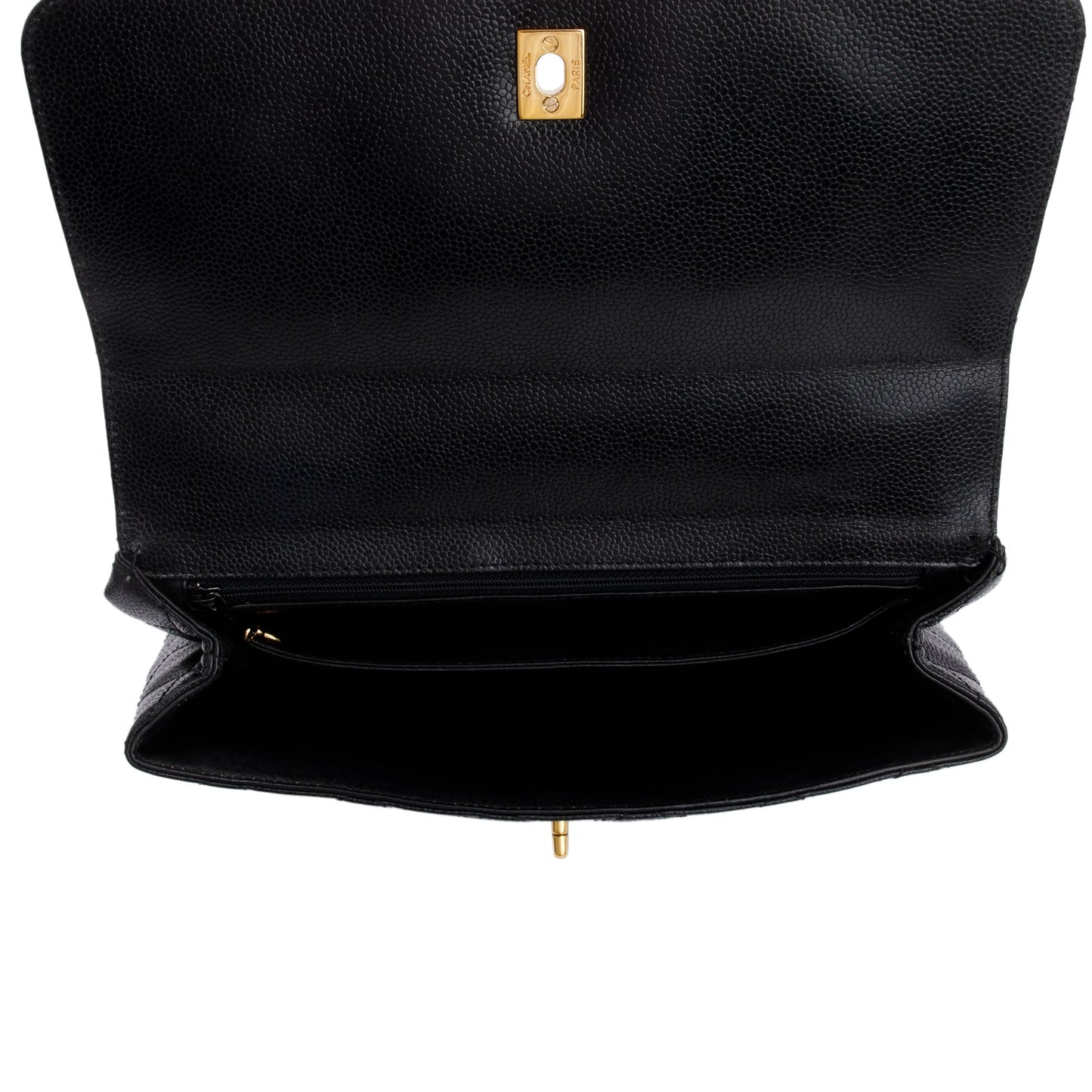 Chanel Black Quilted Caviar Leather Jumbo Kelly Top Handle Flap Bag