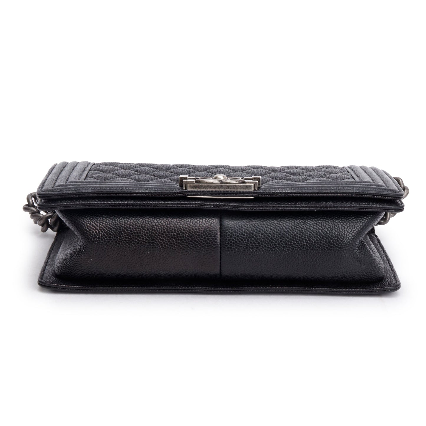 Chanel Black Quilted Caviar Leather Medium Boy Bag