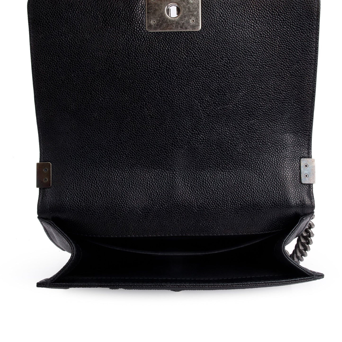 Chanel Black Quilted Caviar Leather Medium Boy Bag