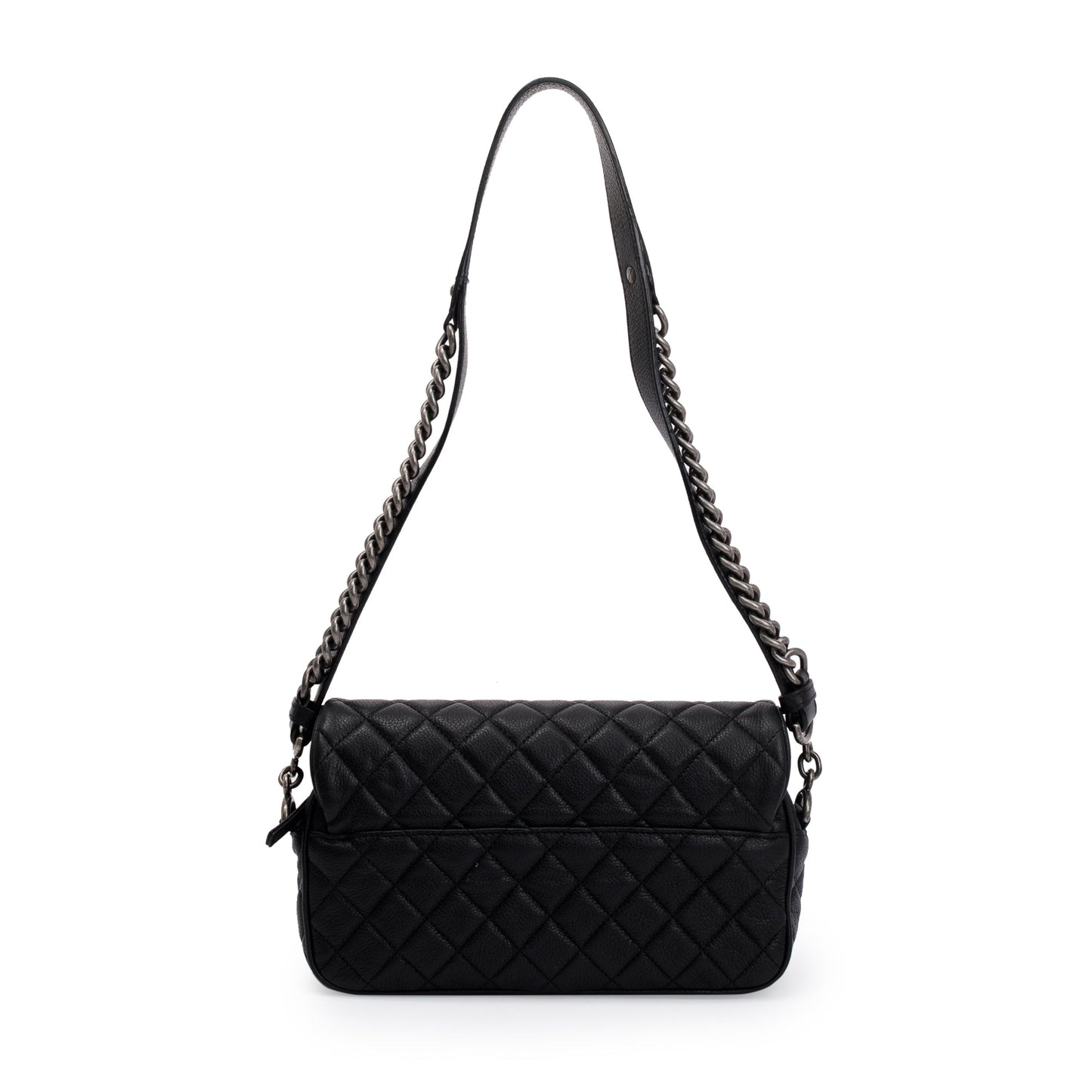 Chanel Black Quilted Caviar Leather Small Casual Rock Flap Bag