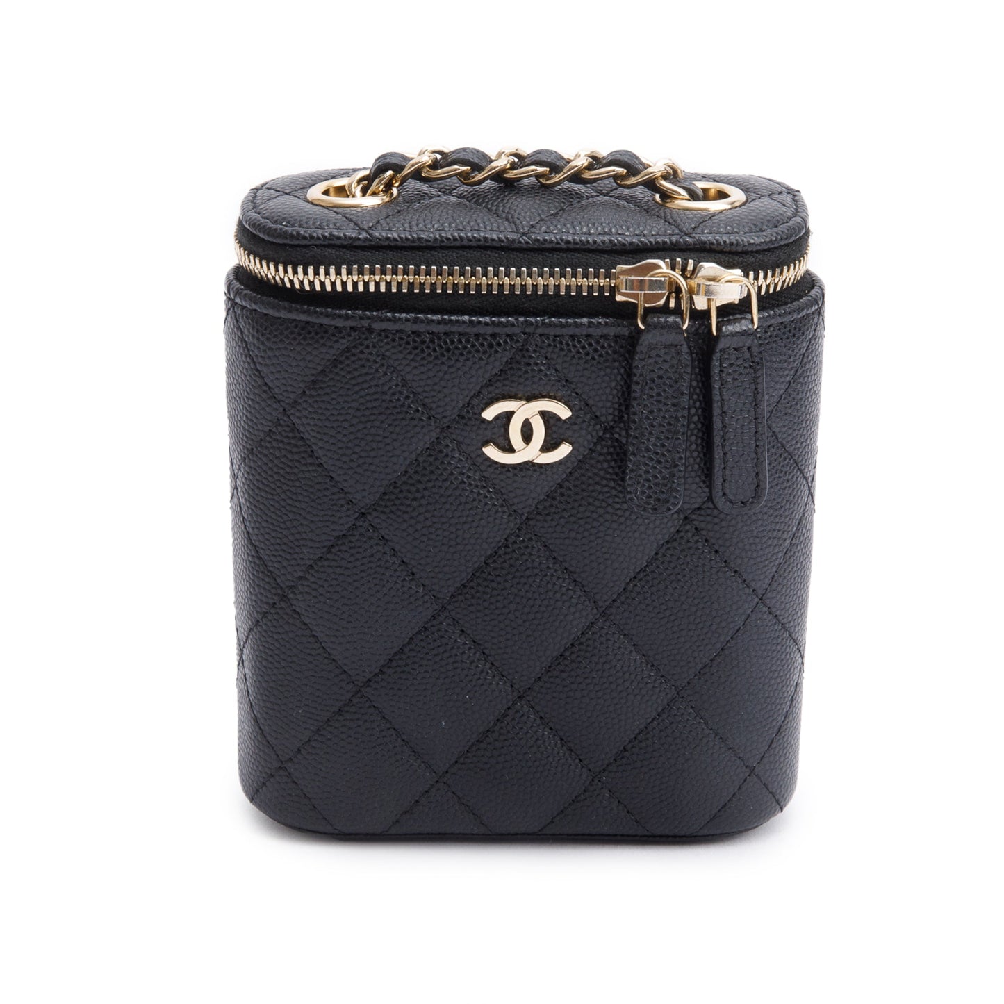 Chanel Black Quilted Caviar Mini Coco Beauty Vanity Case