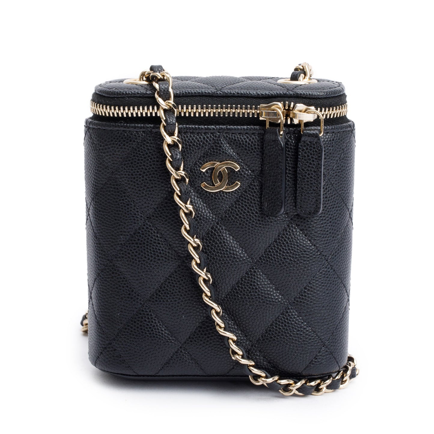 Chanel Black Quilted Caviar Mini Coco Beauty Vanity Case