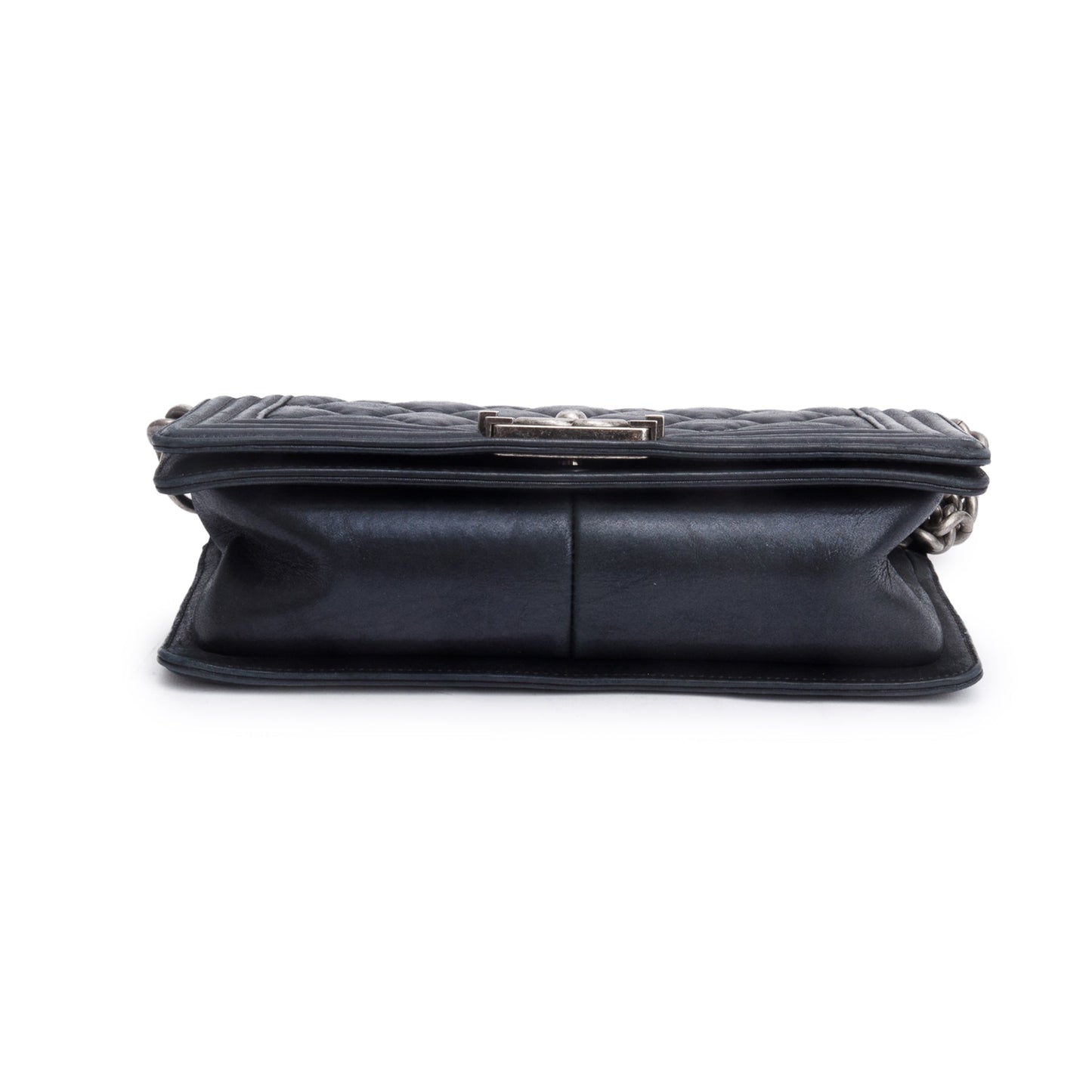 Chanel Black Quilted Iridescent Calfskin Leather Medium Beaded Double Stitch Boy Bag
