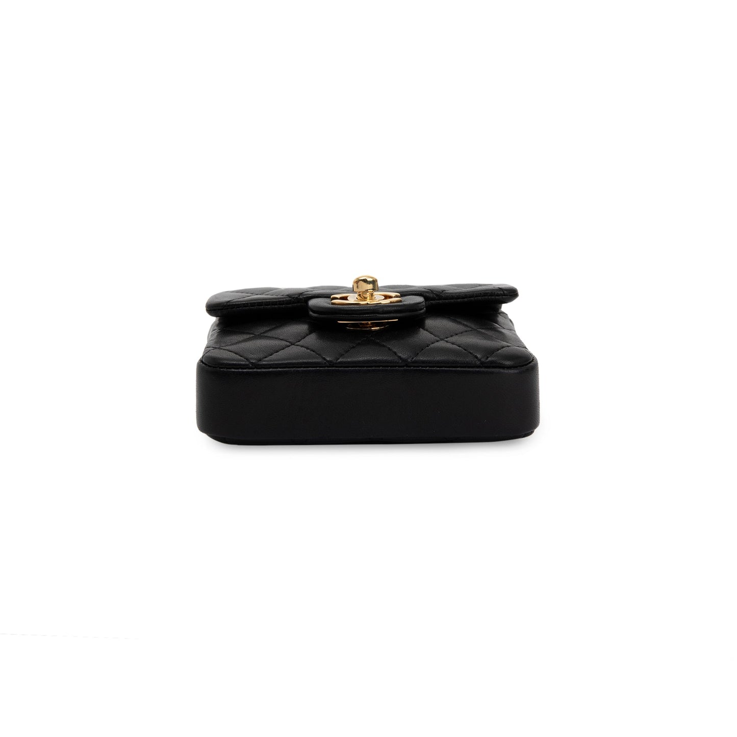 Chanel Black Quilted Lambskin Classic Flap Card Holder on Chain