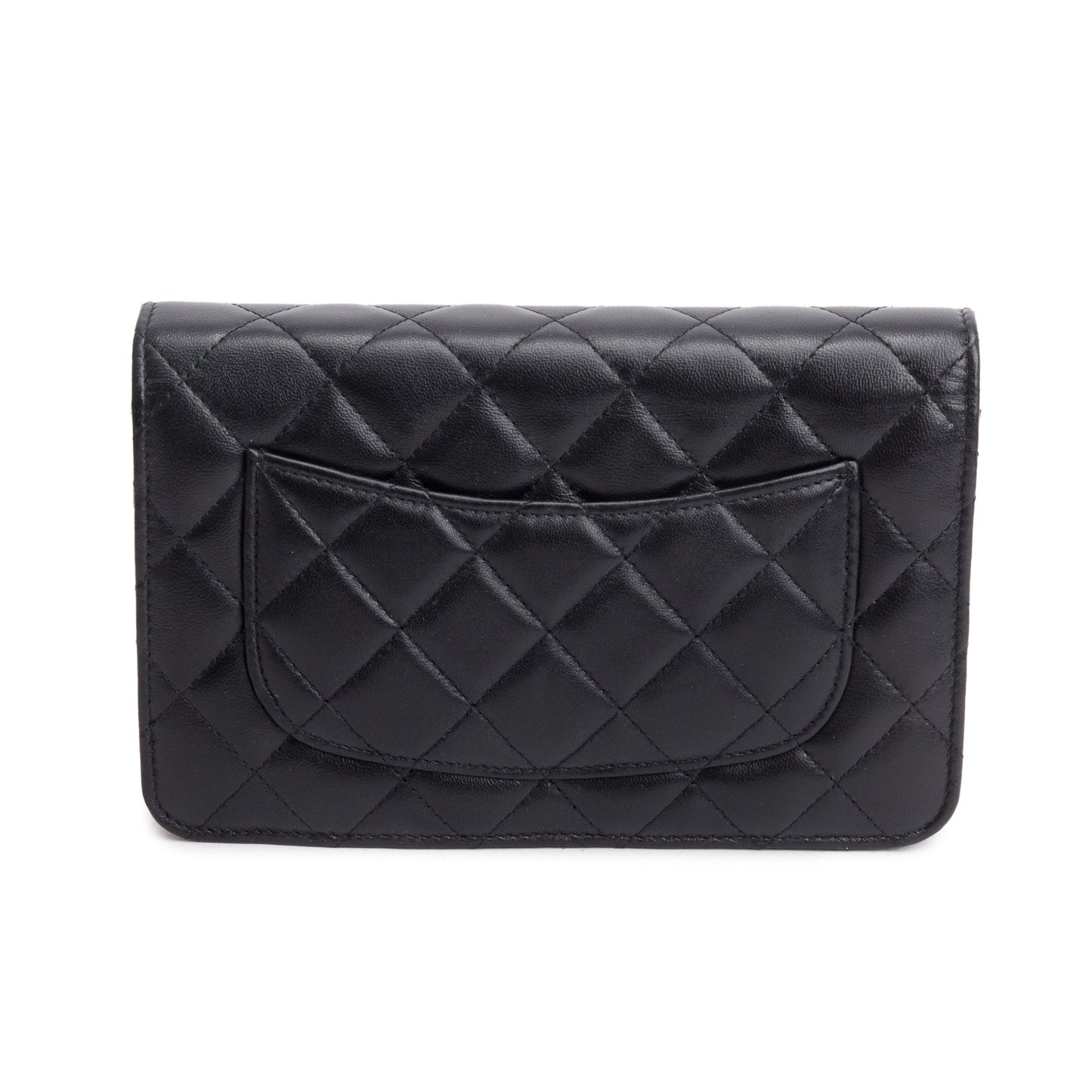 Chanel Black Quilted Lambskin Leather CC Coco Crush Classic Wallet on Chain