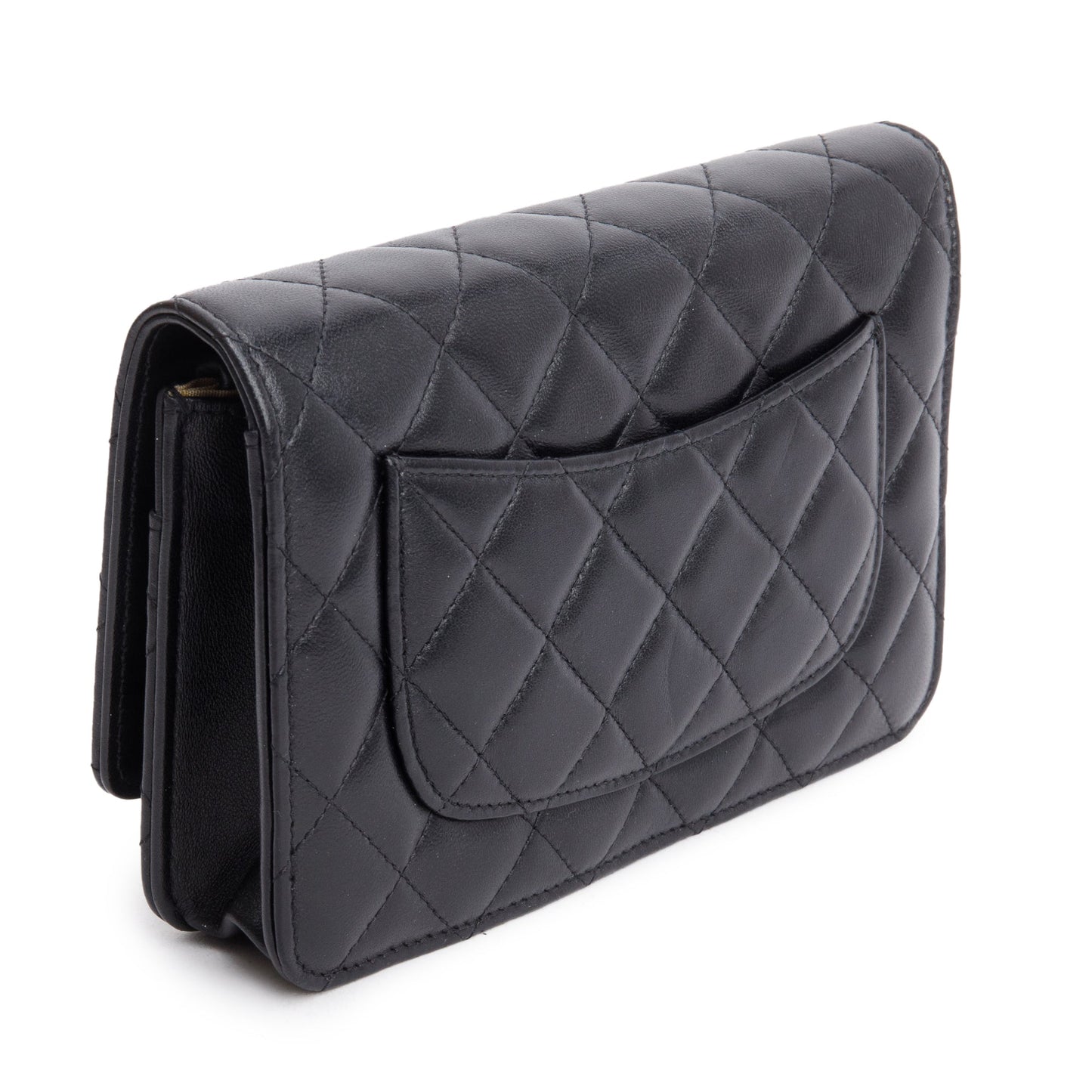 Chanel Black Quilted Lambskin Leather CC Coco Crush Classic Wallet on Chain