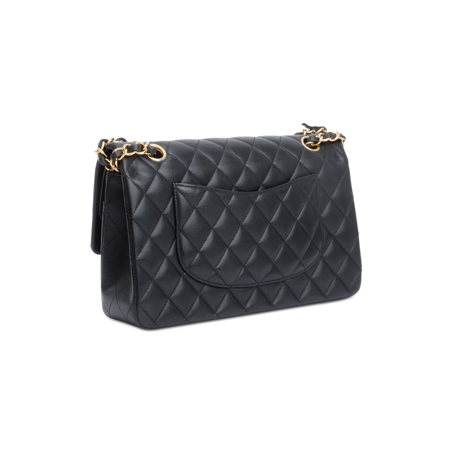 Chanel Black Quilted Lambskin Leather Classic Medium Double Flap Bag