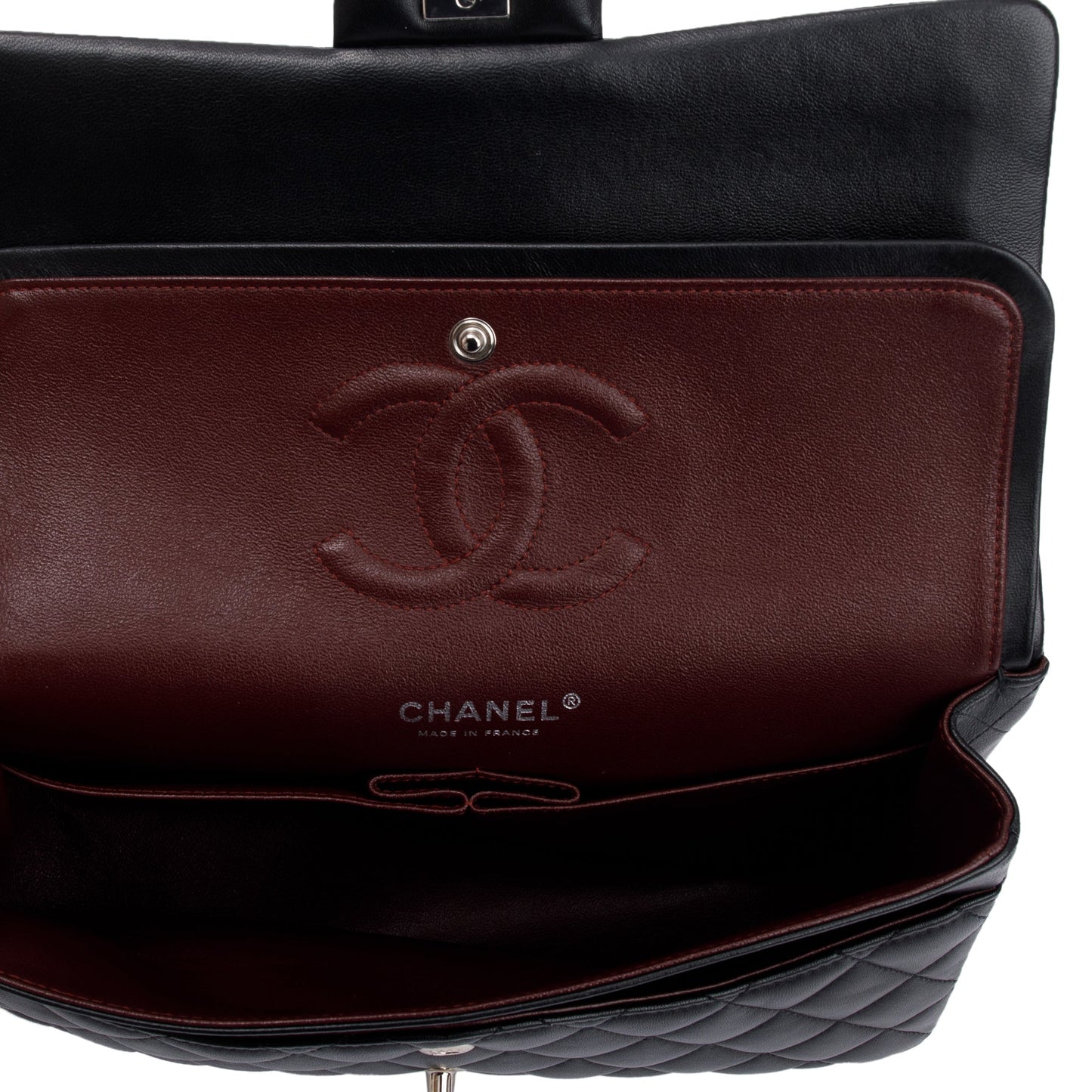 Chanel Black Quilted Lambskin Leather Classic Medium Double Flap Bag