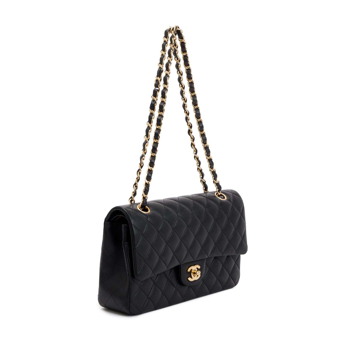 Chanel Black Quilted Lambskin Leather Classic Medium Double Flap Bag