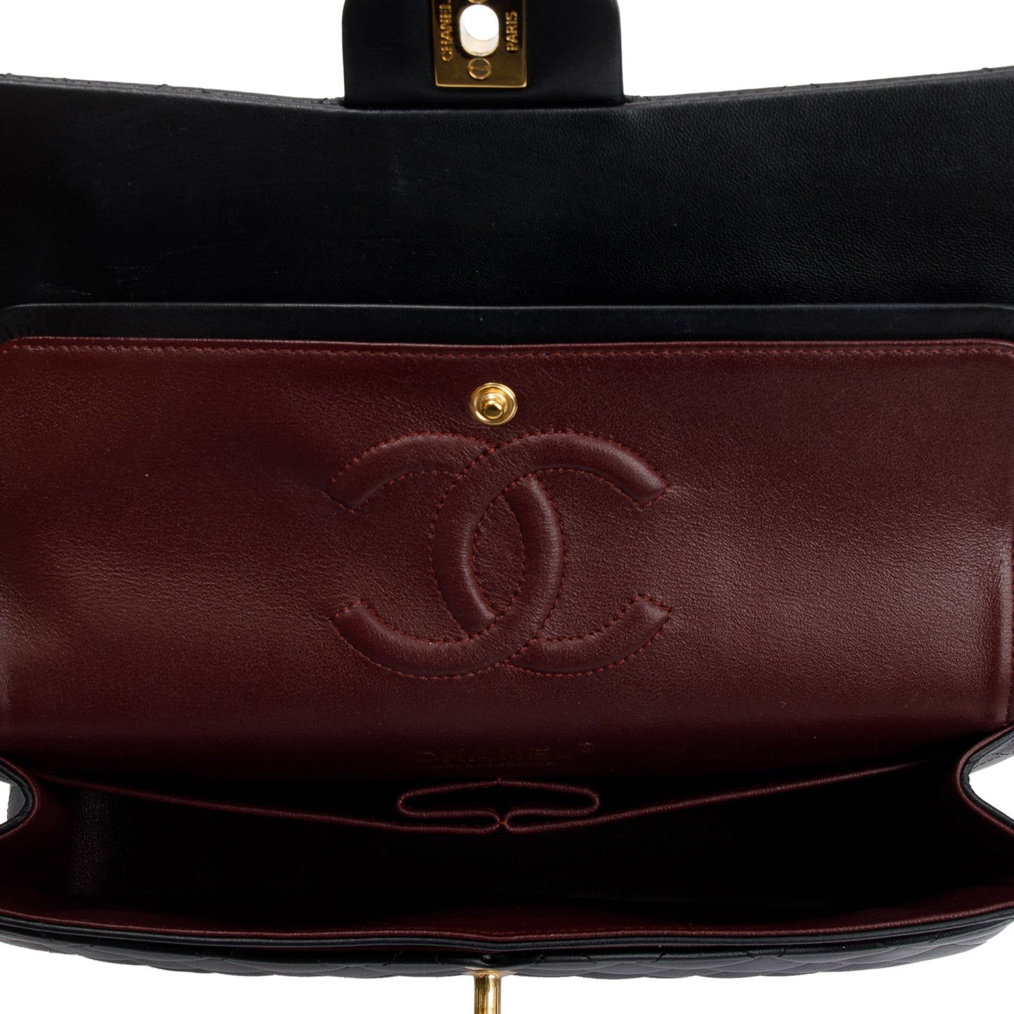 Chanel Black Quilted Lambskin Leather Classic Medium Double Flap Bag