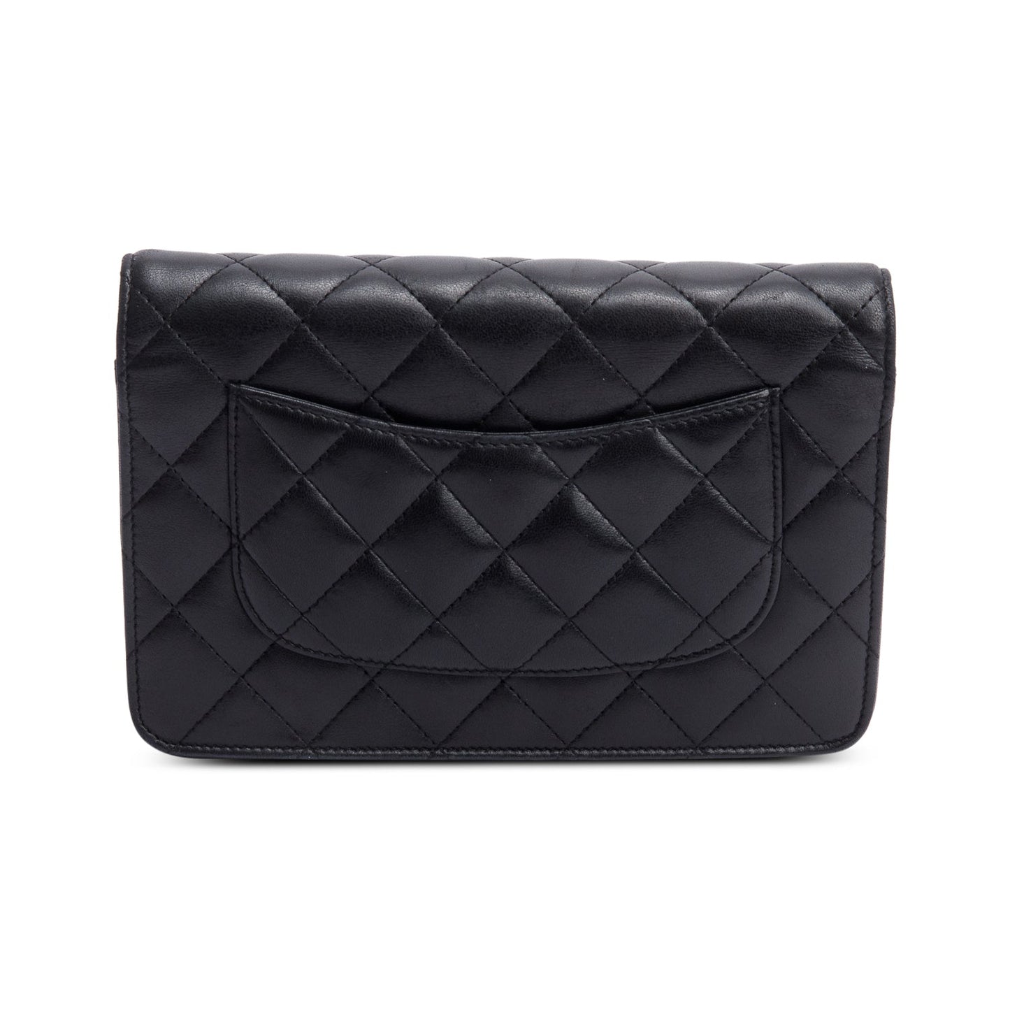 Chanel Black Quilted Lambskin Leather Classic Wallet on Chain