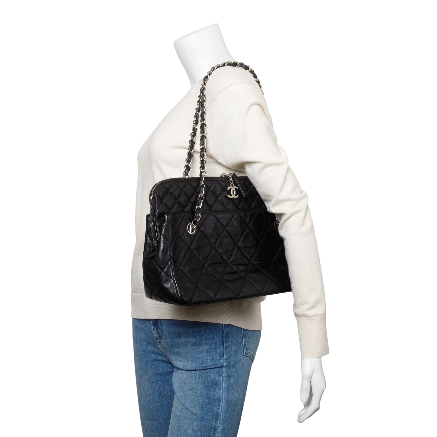 Chanel Black Quilted Lambskin Leather In The Business Camera Bag