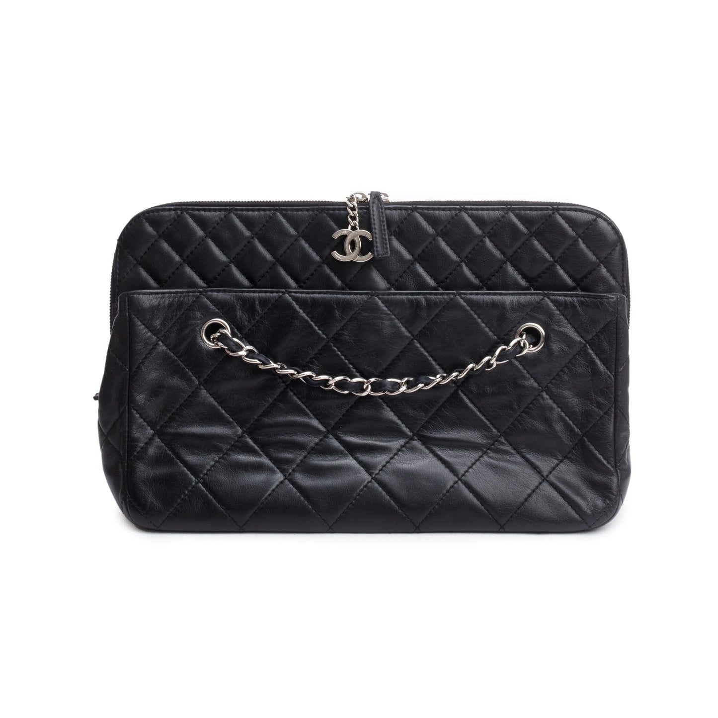 Chanel Black Quilted Lambskin Leather In The Business Camera Bag