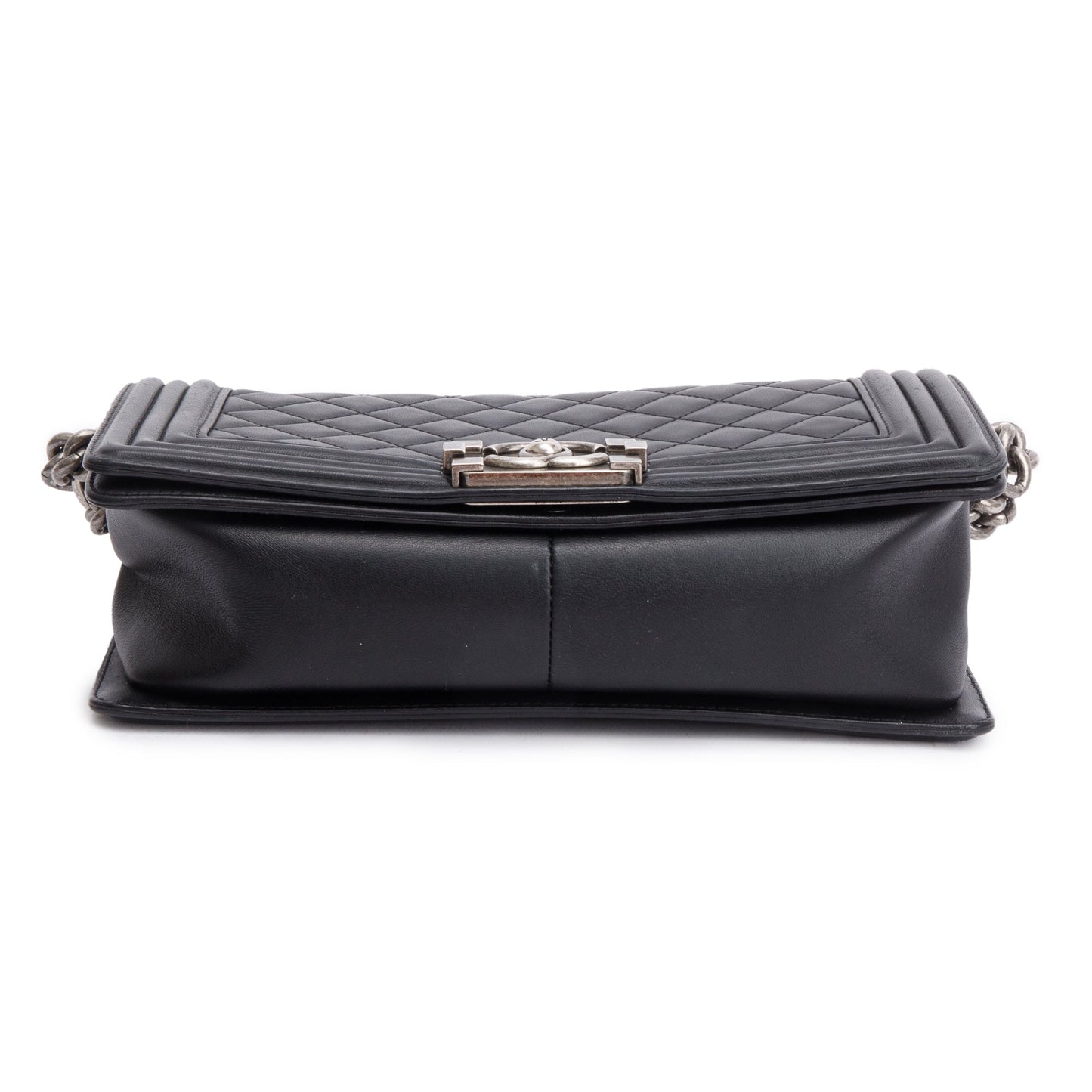Chanel Black Quilted Lambskin Leather Medium Boy Bag