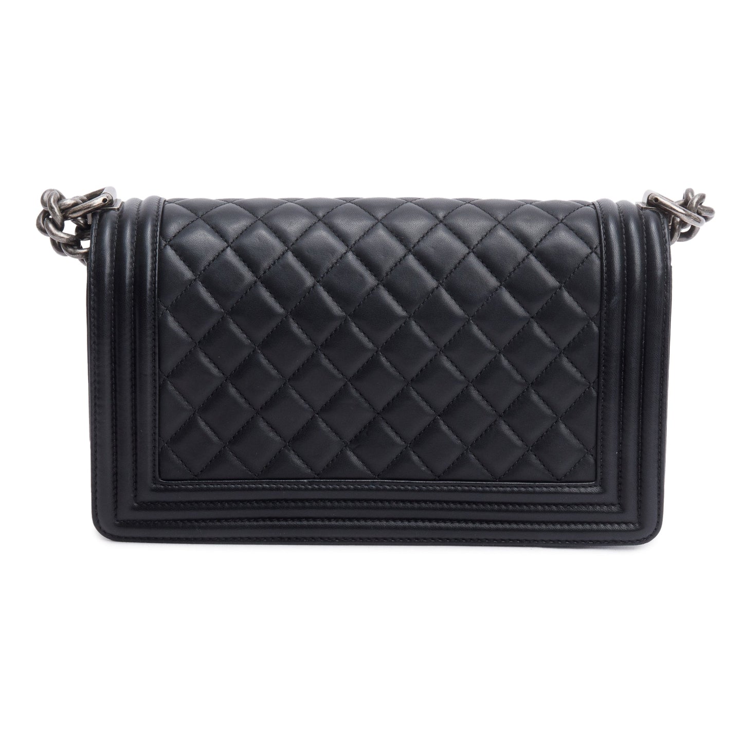 Chanel Black Quilted Lambskin Leather Medium Boy Bag