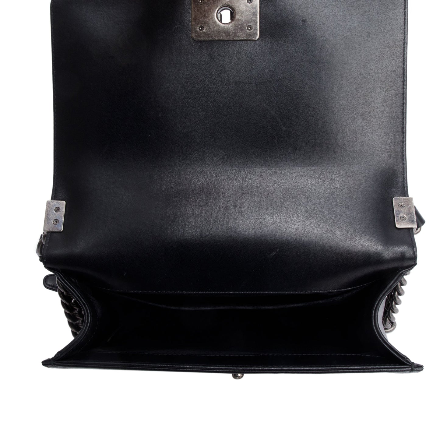 Chanel Black Quilted Lambskin Leather Medium Boy Bag