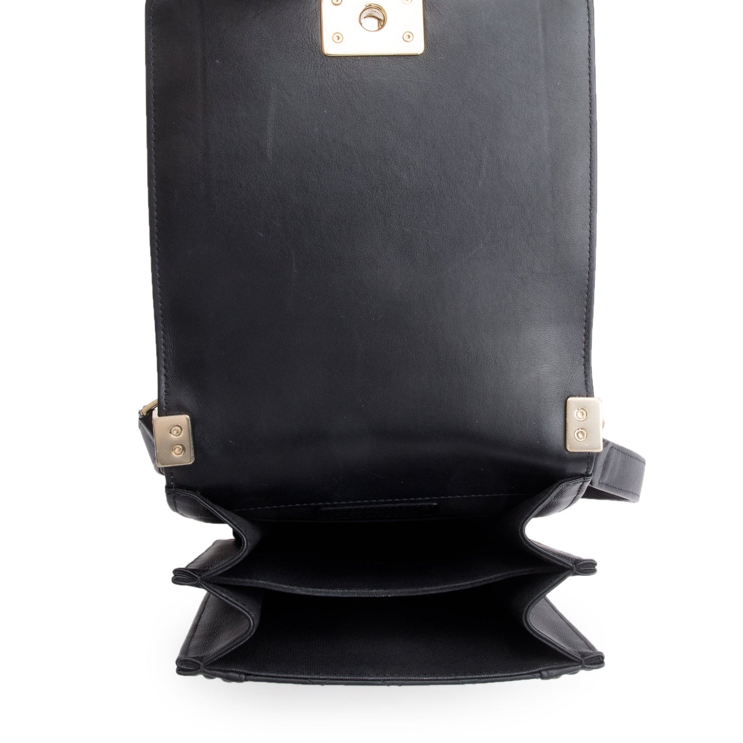 Chanel Black Quilted Lambskin Leather North/South Boy Bag