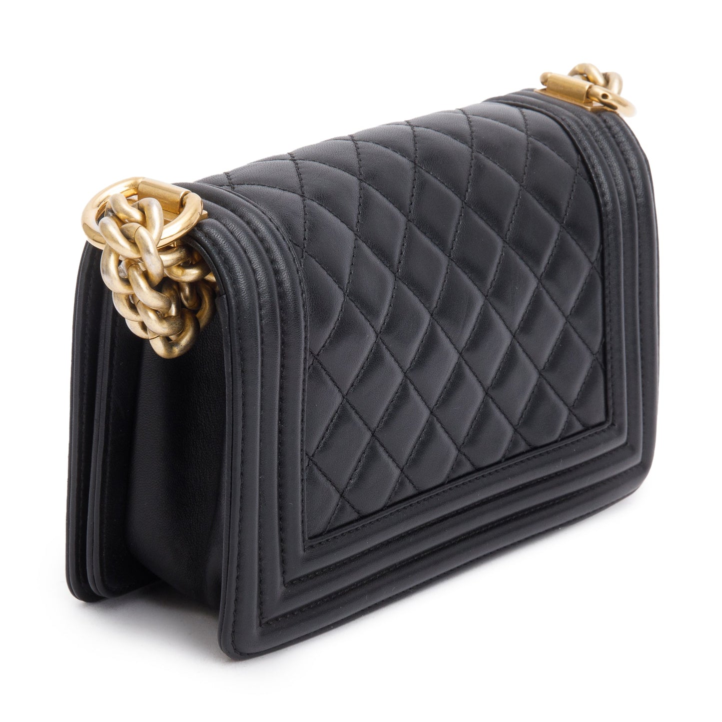 Chanel Black Quilted Lambskin Leather Small Boy Bag