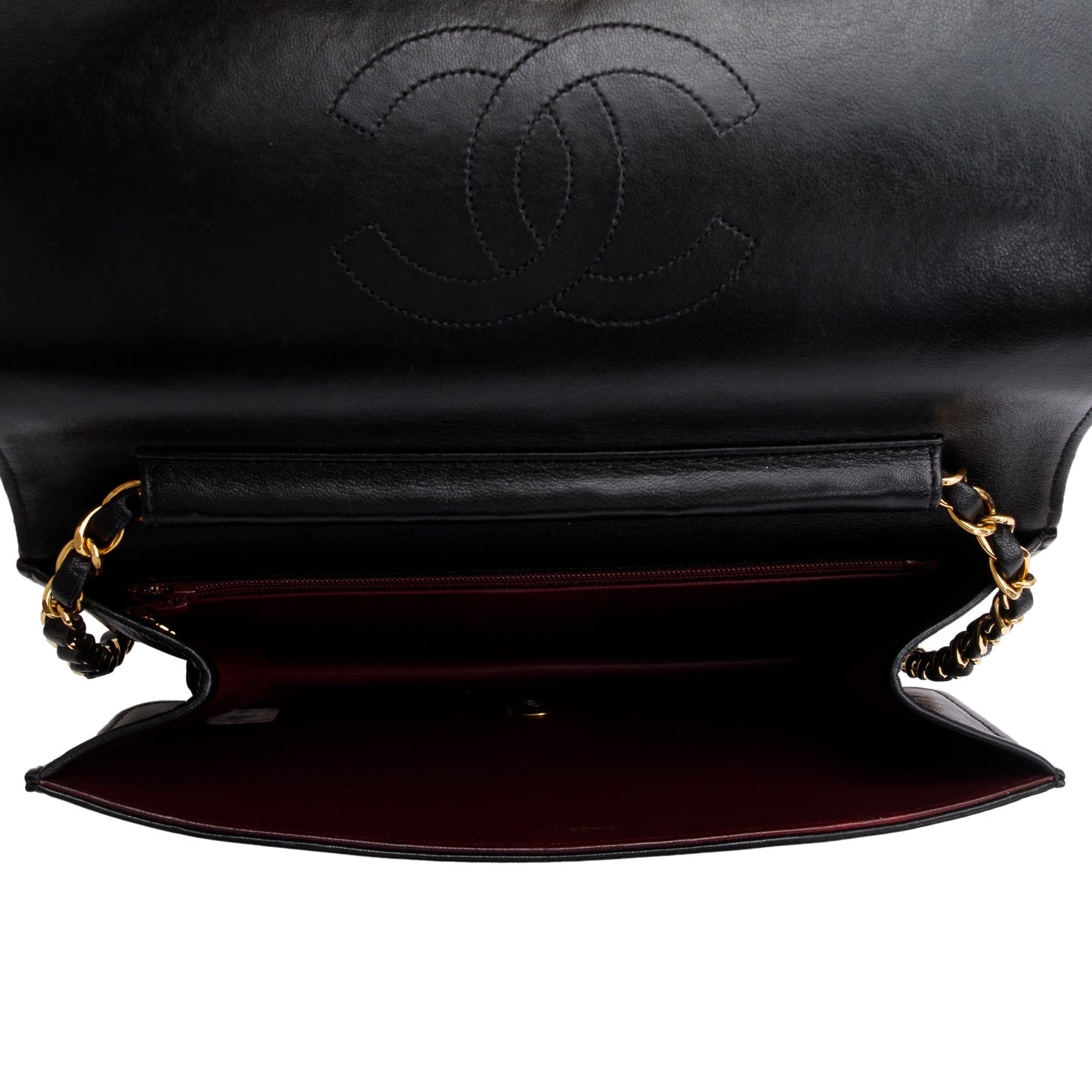 Chanel Black Quilted Lambskin Leather Vintage Medium Full Flap Bag