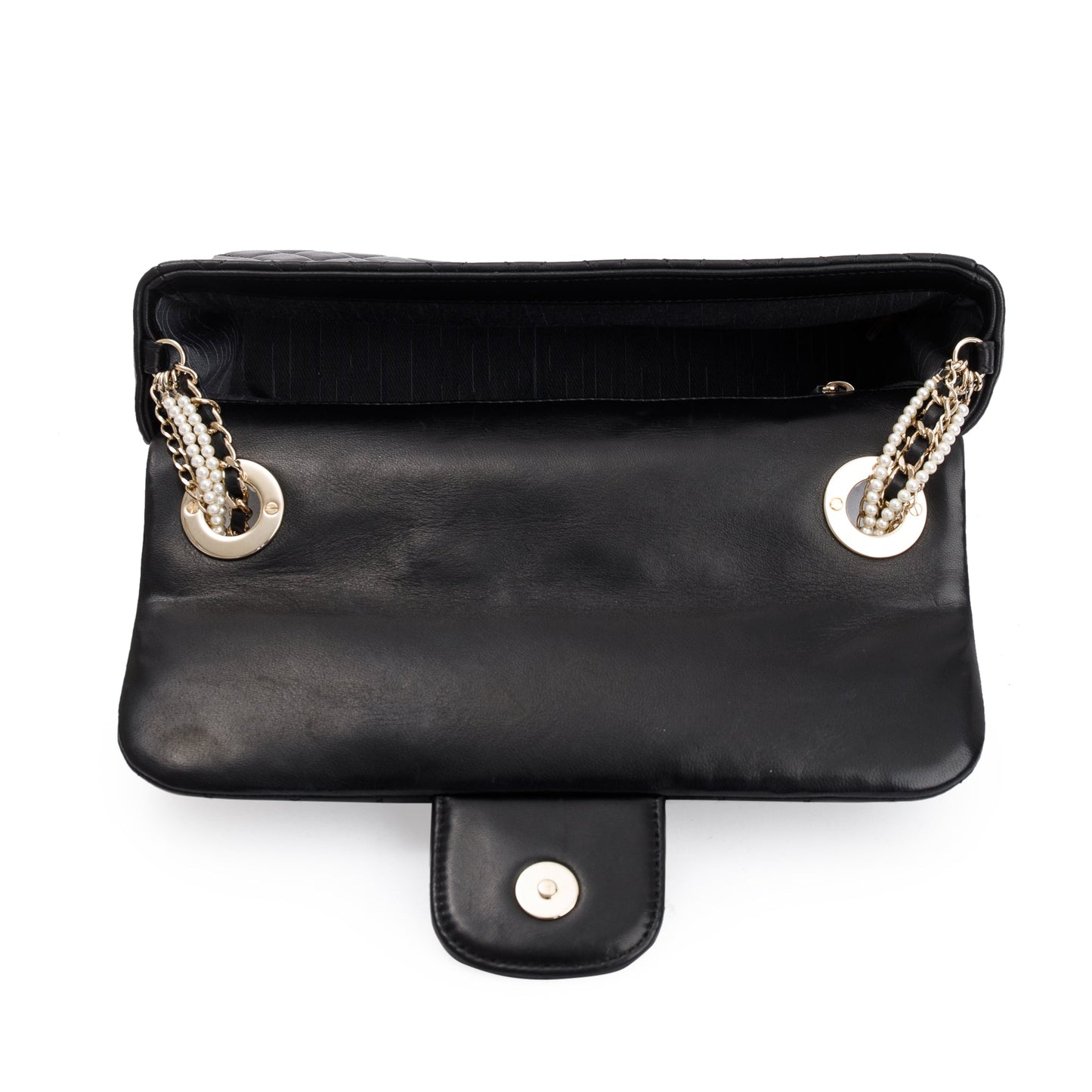 Chanel Black Quilted Lambskin Leather Westmintser Pearl Flap Bag