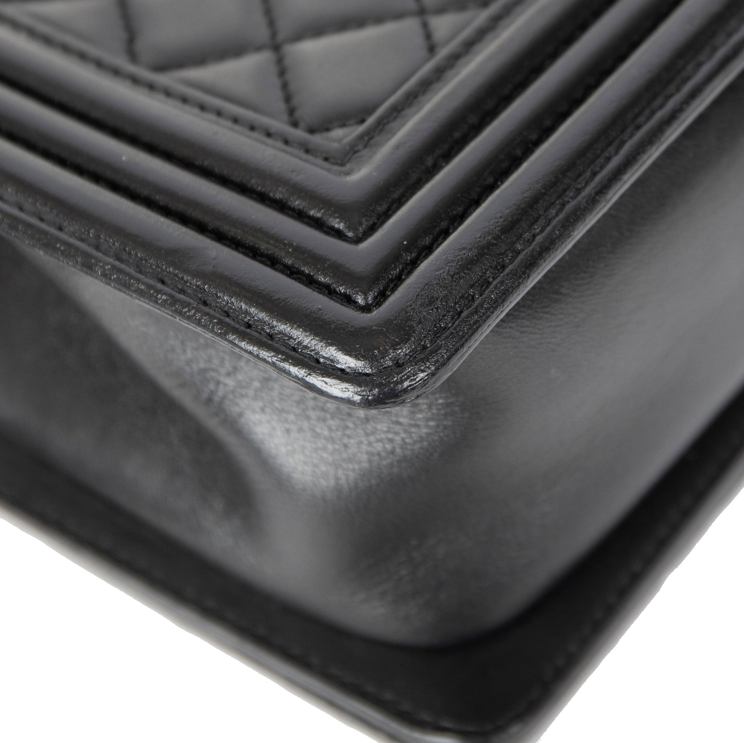 Chanel Black Quilted Lambskin Medium Boy Bag