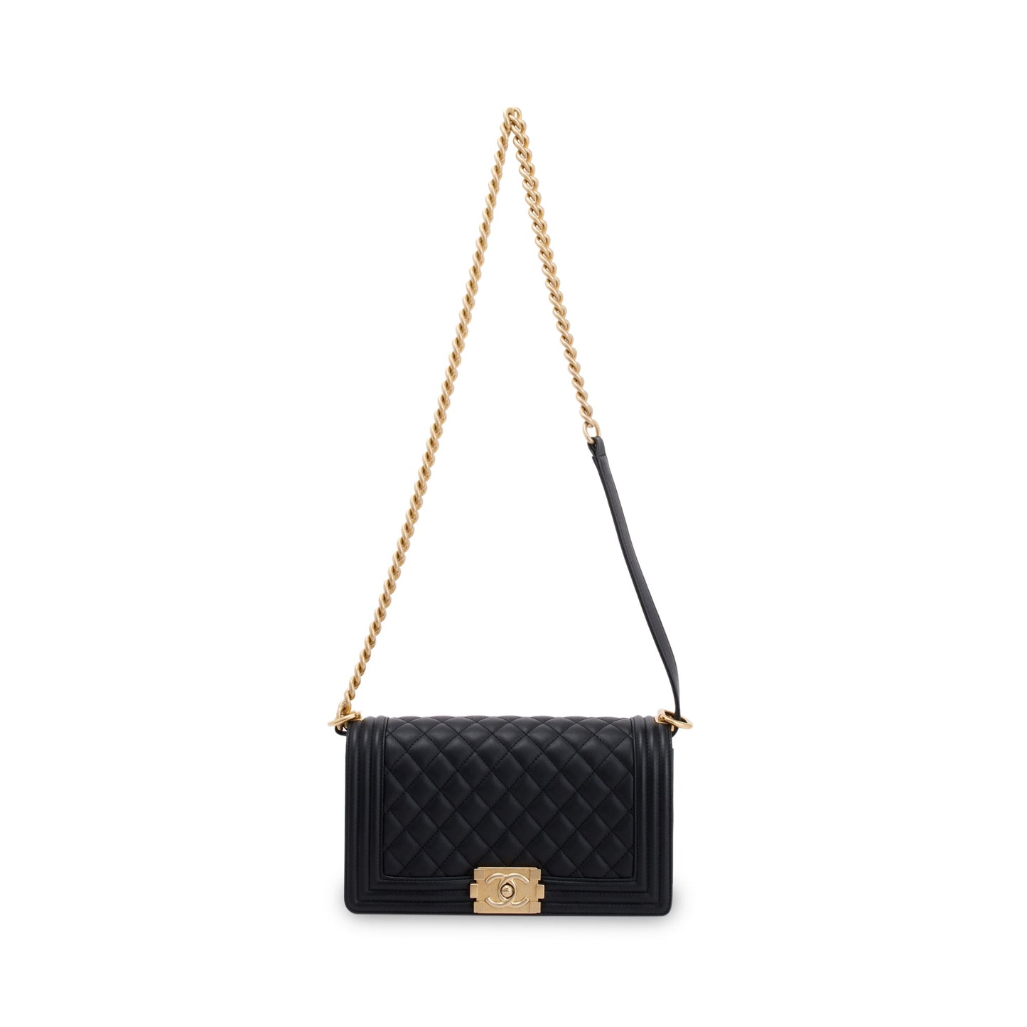 Chanel Black Quilted Lambskin Medium Boy Bag