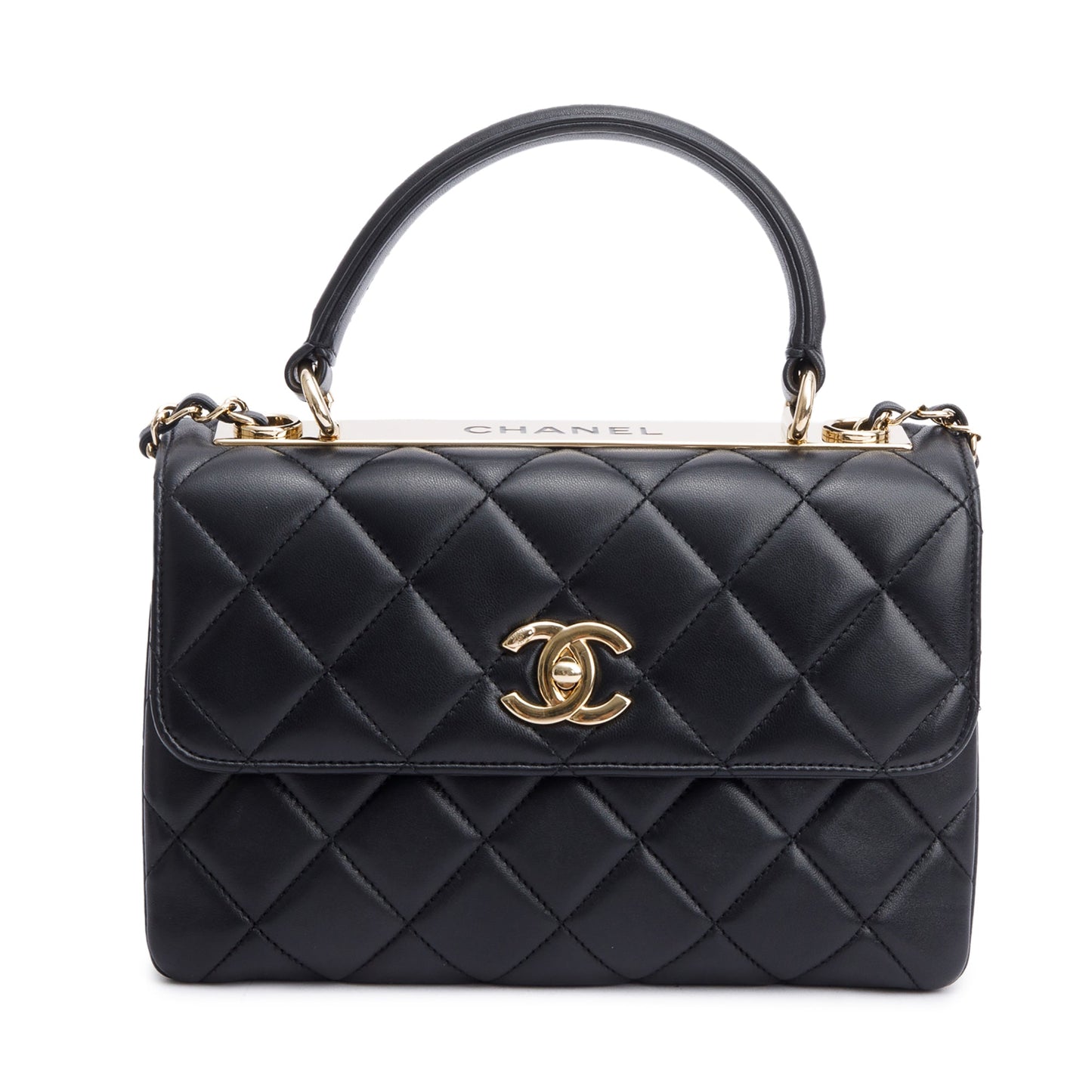Chanel Black Quilted Lambskin Trendy CC Small Top Handle Flap Bag