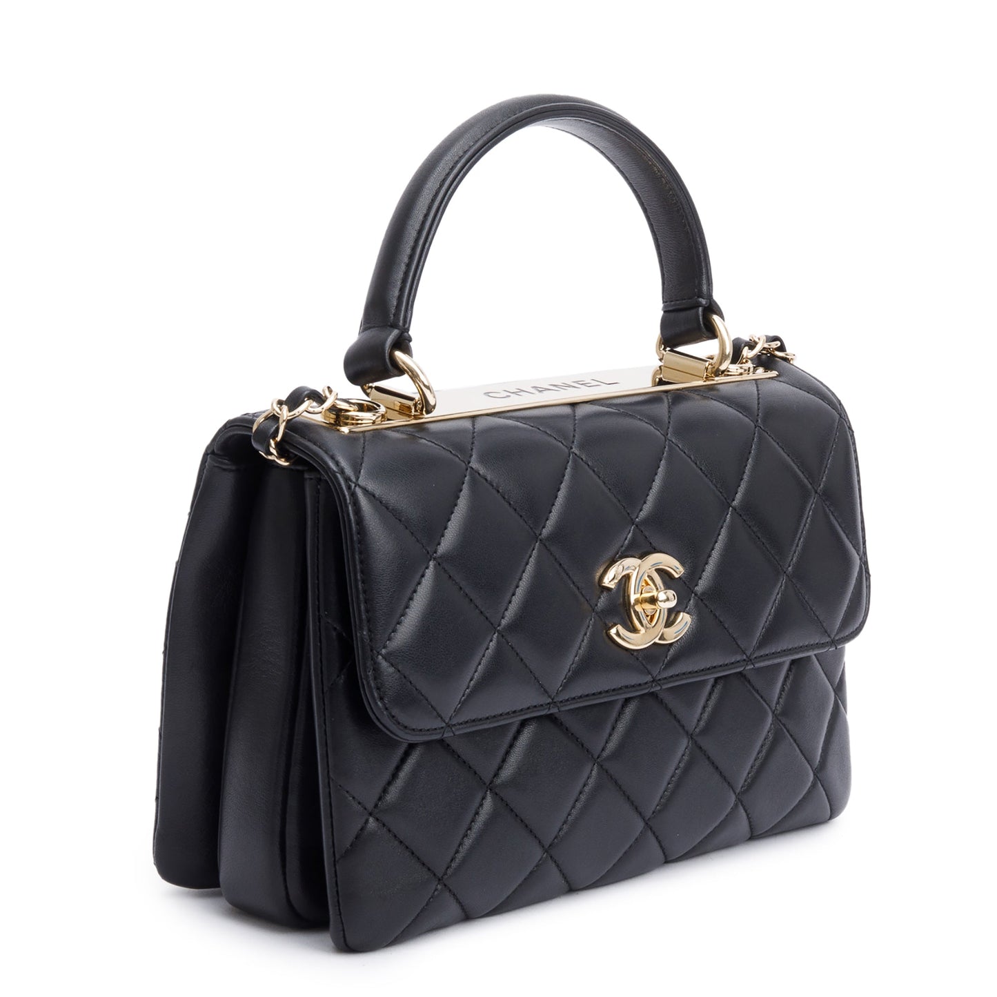 Chanel Black Quilted Lambskin Trendy CC Small Top Handle Flap Bag