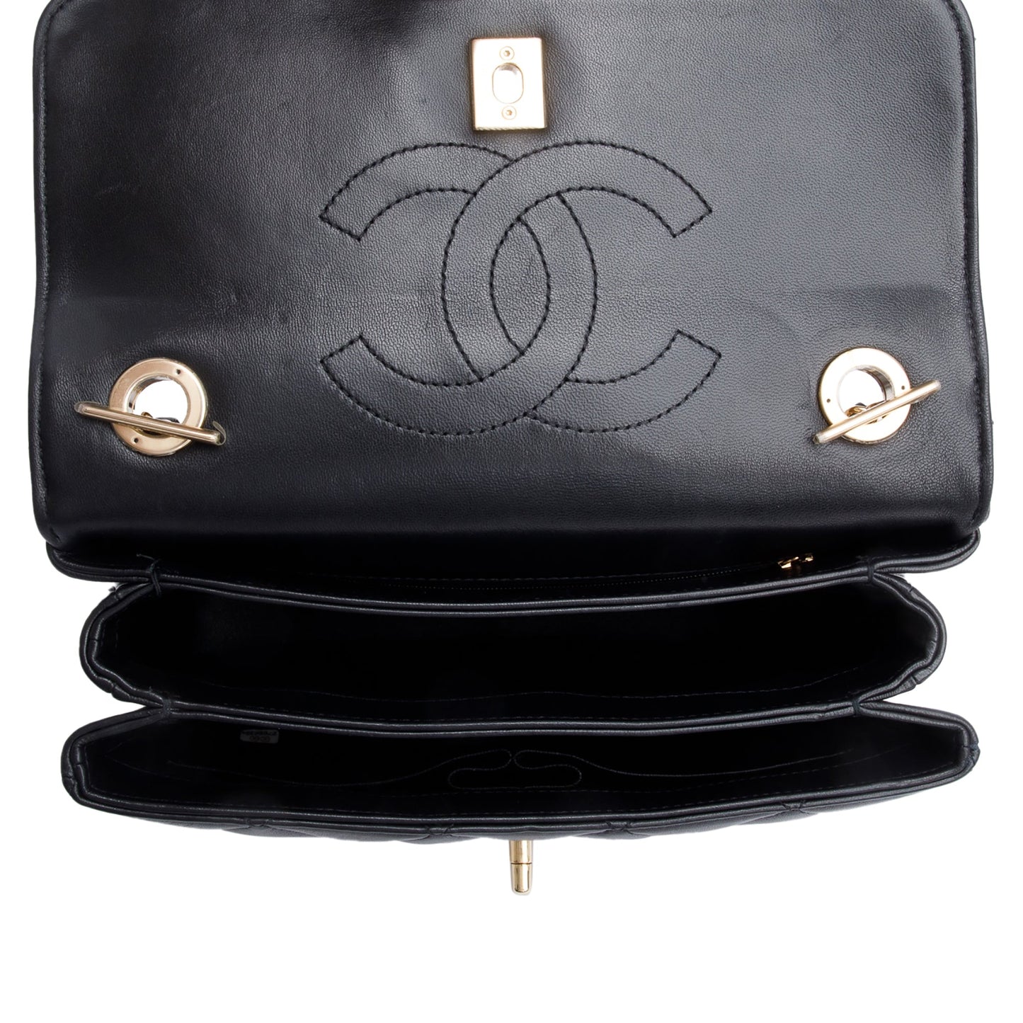 Chanel Black Quilted Lambskin Trendy CC Small Top Handle Flap Bag