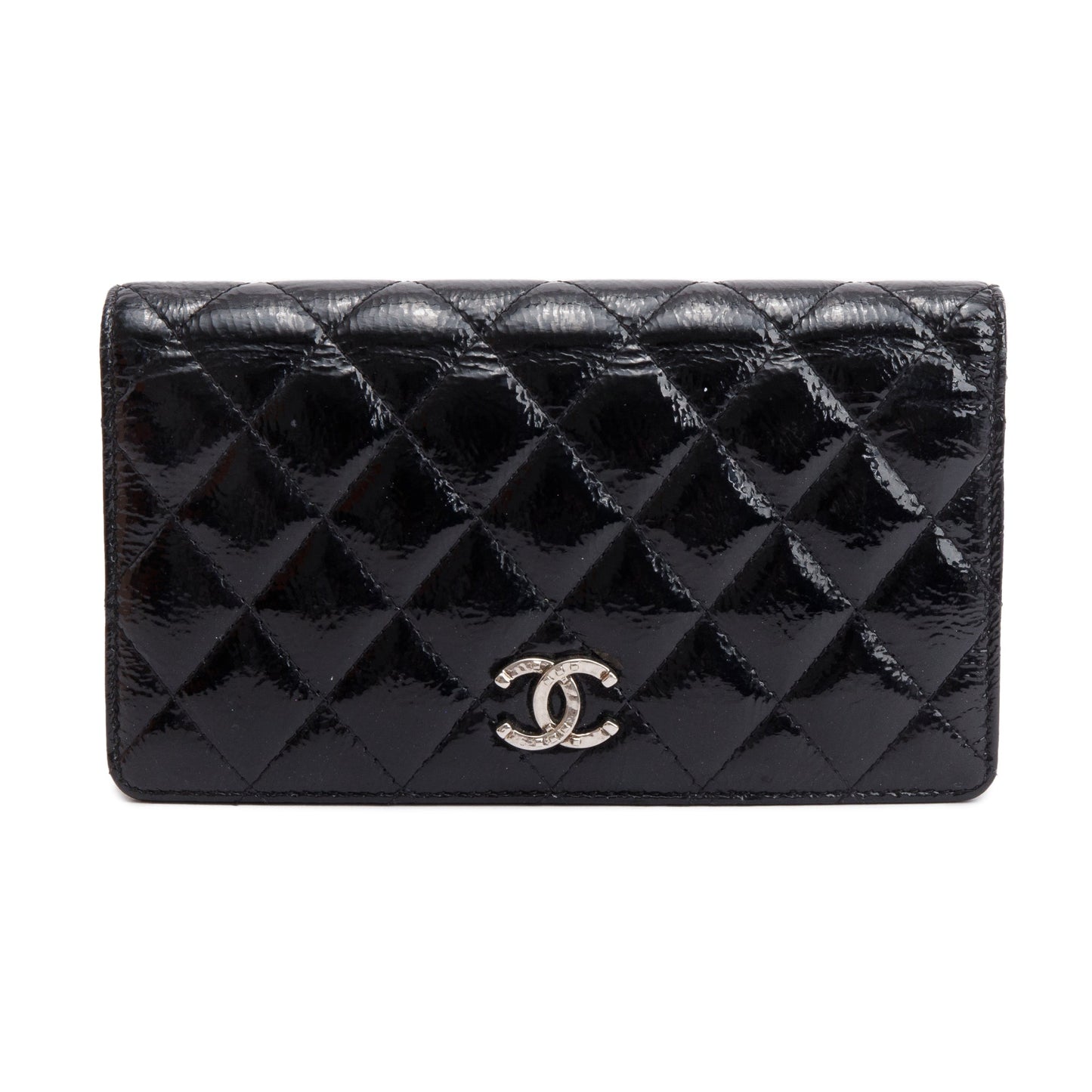 Chanel Black Quilted Patent Leather Brilliant Yen Wallet