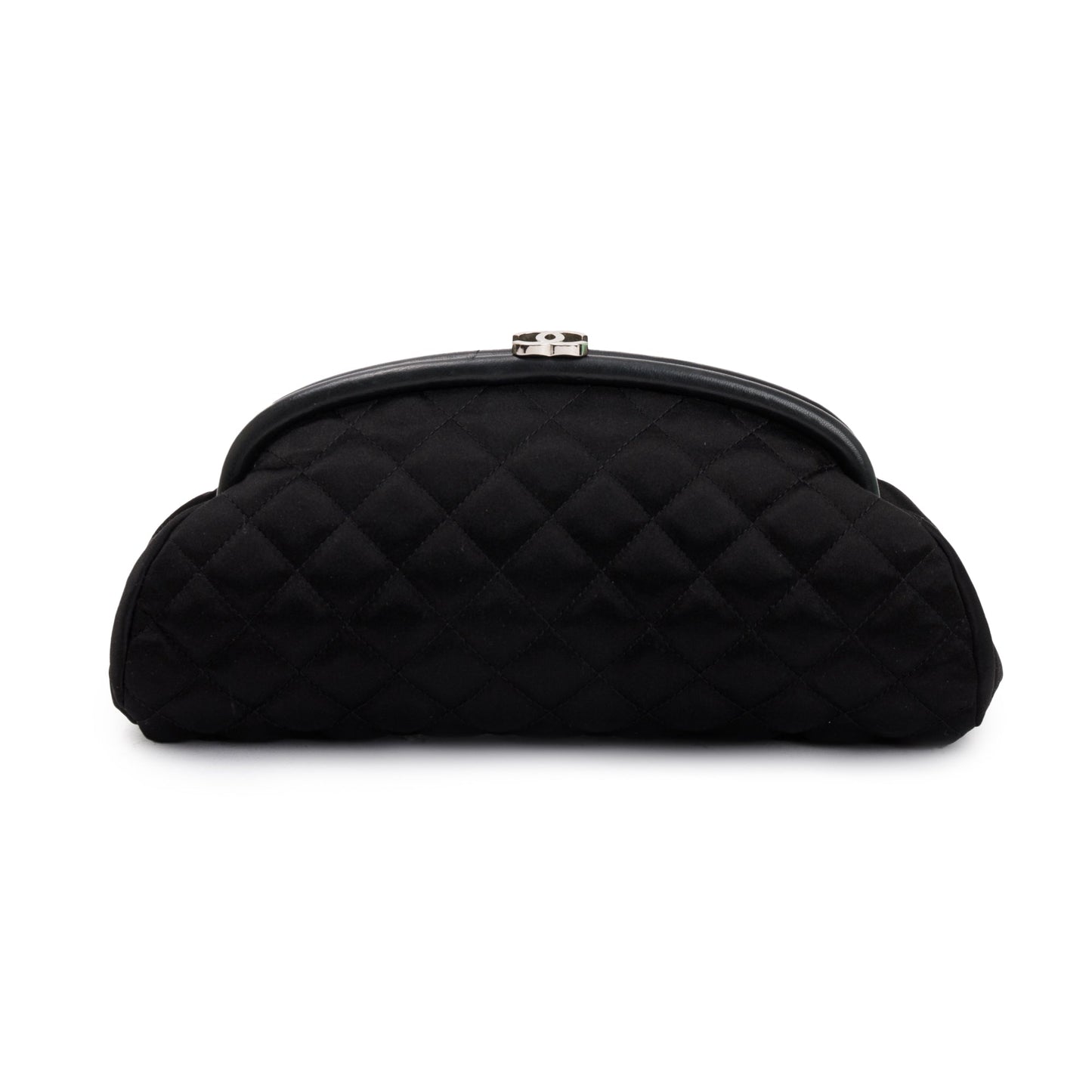 Chanel Black Quilted Satin Timeless Frame Clutch