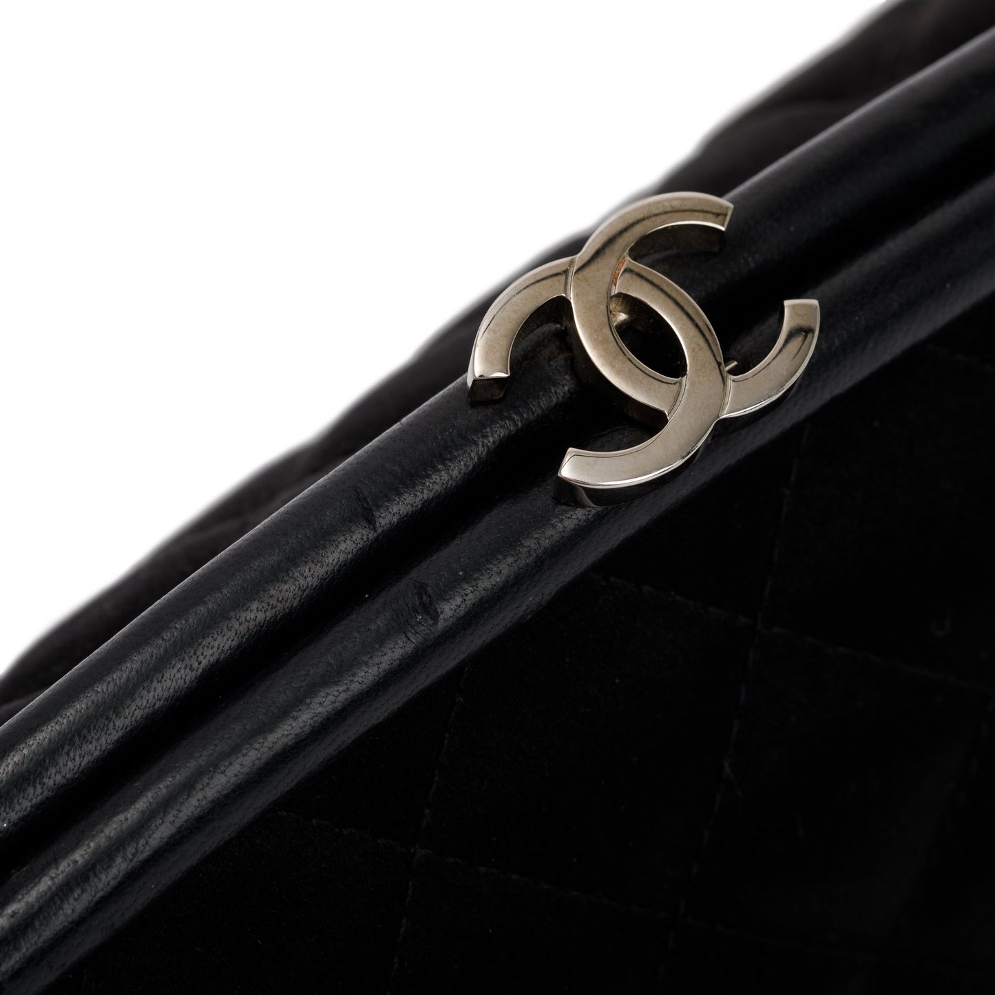 Chanel Black Quilted Satin Timeless Frame Clutch