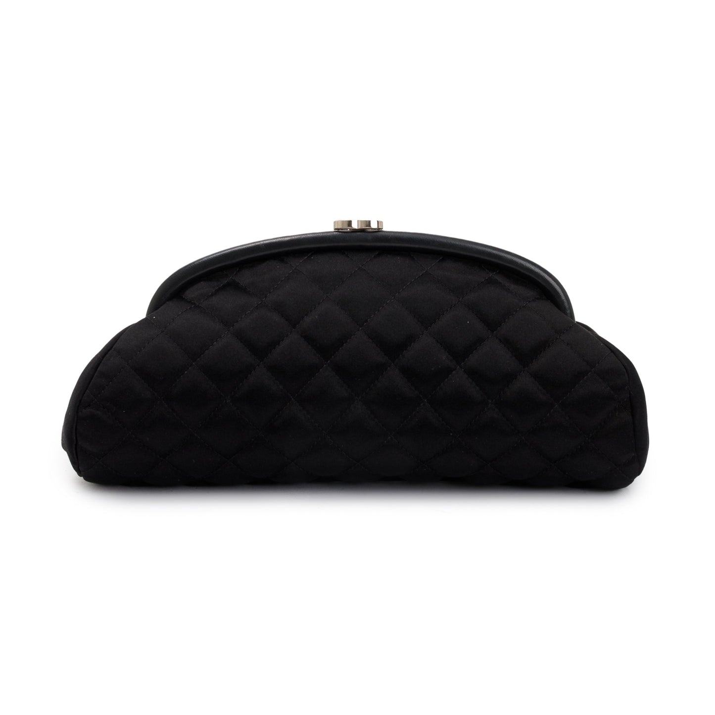 Chanel Black Quilted Satin Timeless Frame Clutch