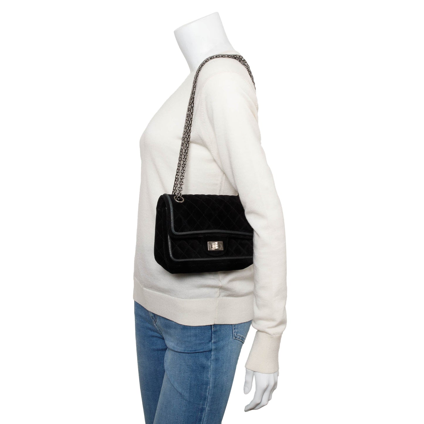 Chanel Black Quilted Suede 2.55 Reissue Mini Square Double Flap Bag